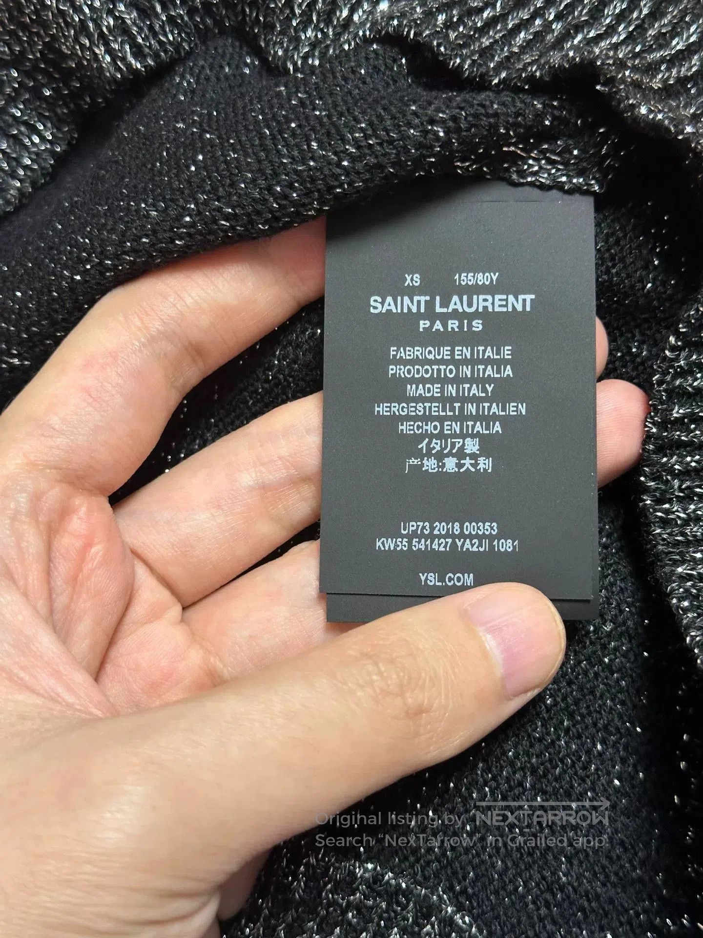Saint Laurent Paris Saint Laurent Women's Silver Thread Knit Sweater. Size XS / US 0-2 / IT 36-38 - 8 Thumbnail