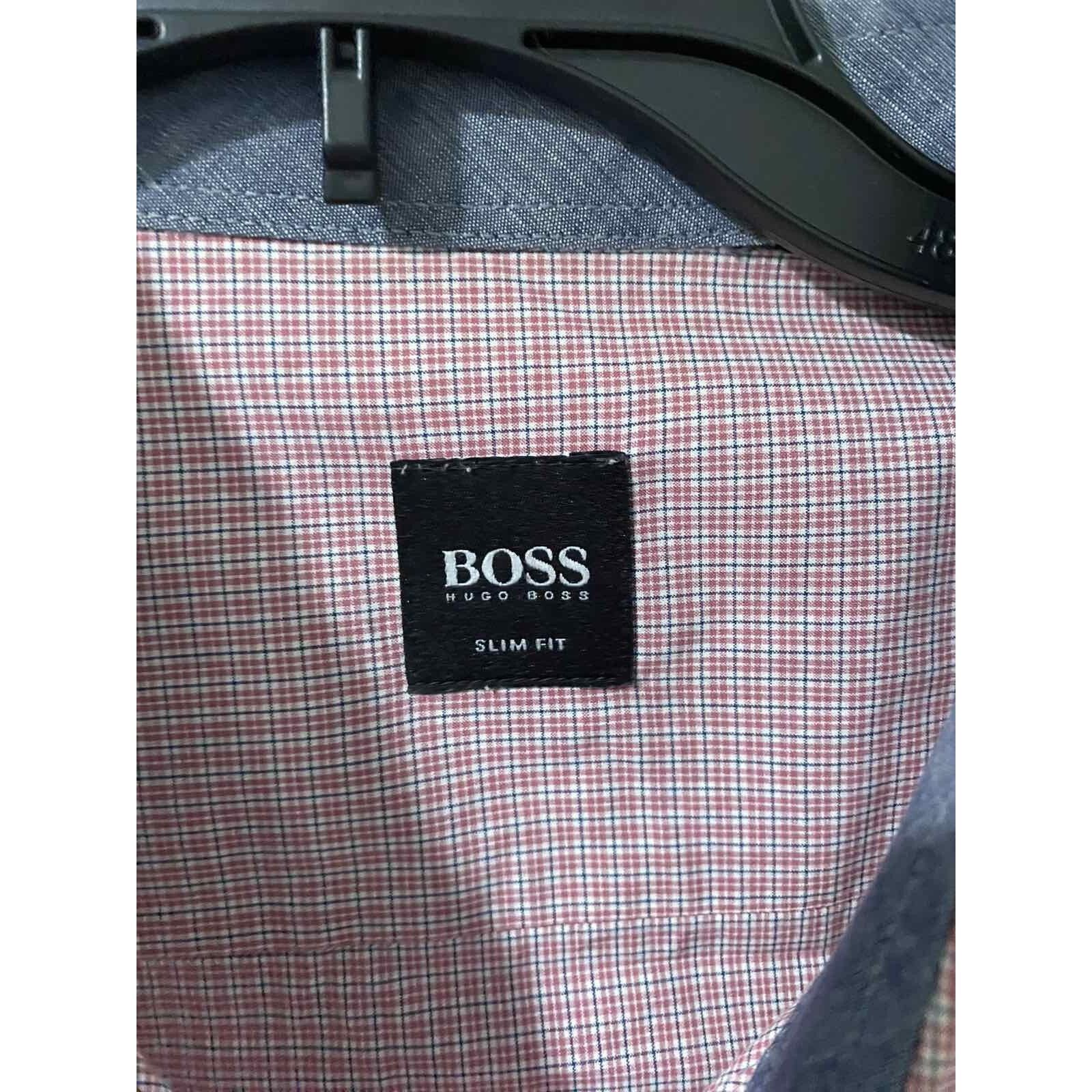 Hugo Boss Hugo Boss "Isko" Slim Plaid Long Shirt Pink Size XL A000778 Size US XL / EU 56 / 4 - 8 Thumbnail