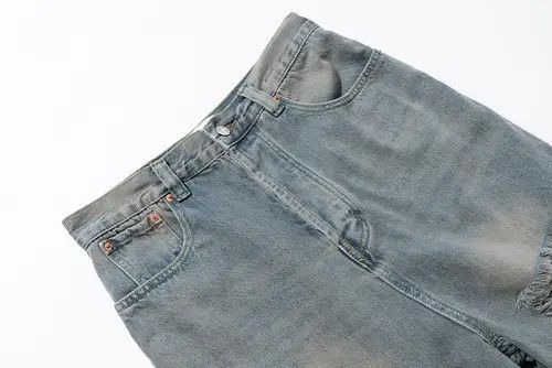Designer × Japanese Brand × Vintage Vintage Blue Baggy Ripped Hole Jean Size US 33 - 3 Thumbnail