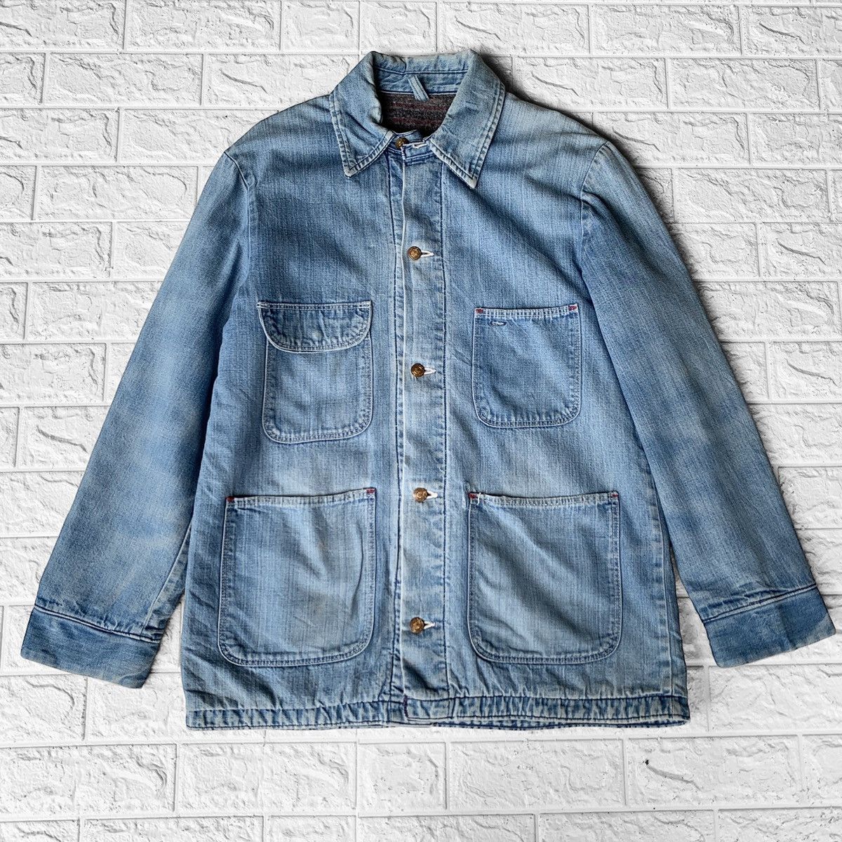 Vintage VINTAGE 1970s WRANGLER DENIM BLANKET LINED CHORE JACKET Size US L / EU 52-54 / 3 - 2 Thumbnail