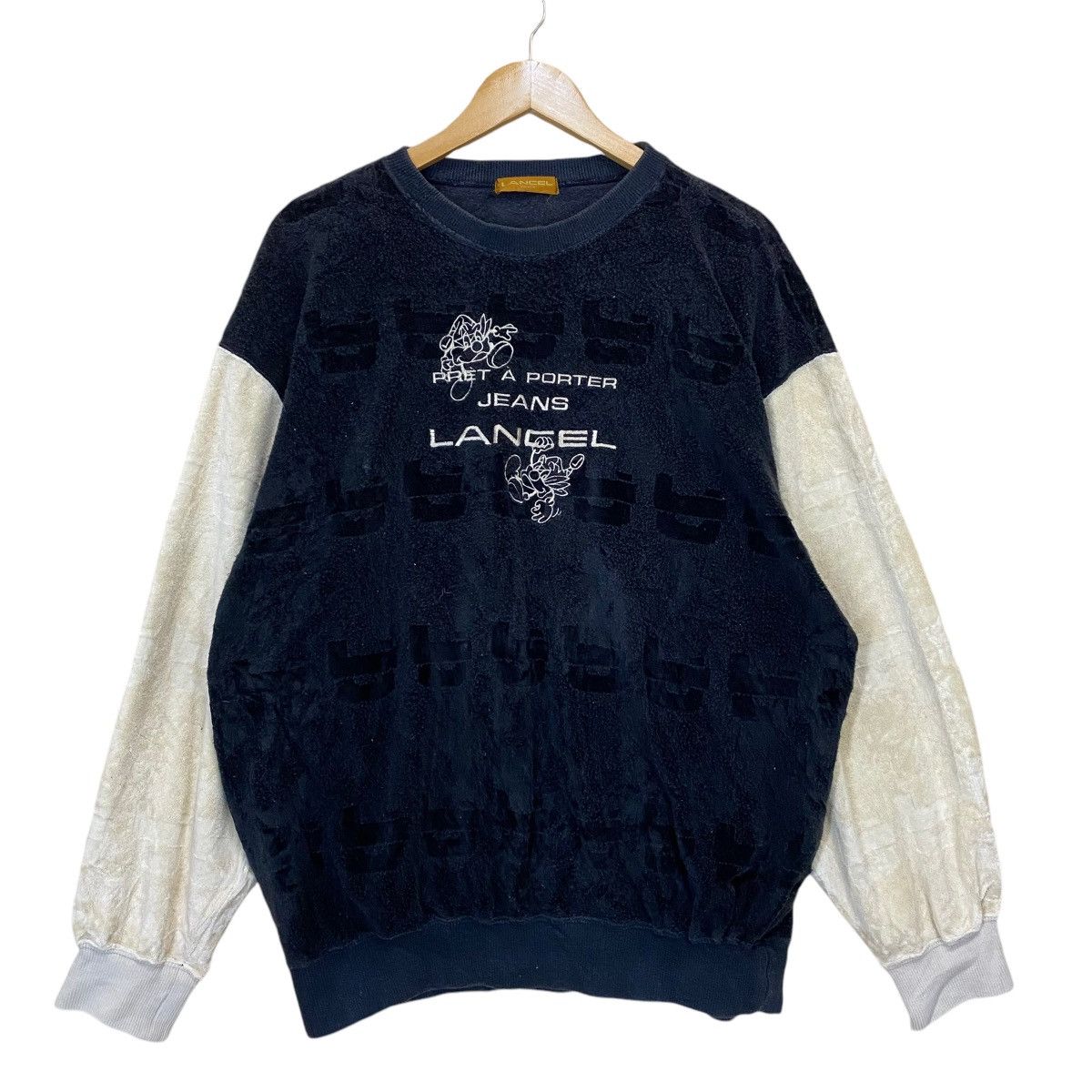 Japanese Brand Vintage 90’s Lancel Paris Big Logo Fleece Sweater Size US L / EU 52-54 / 3 - 1 Thumbnail