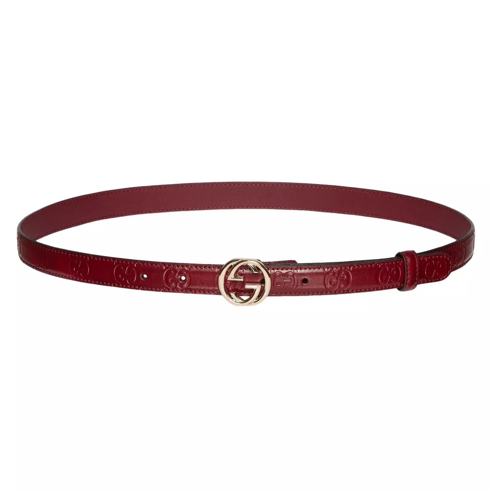 GUCCI $460 Rosso Ancora Red Interlocking G Leather Belt New