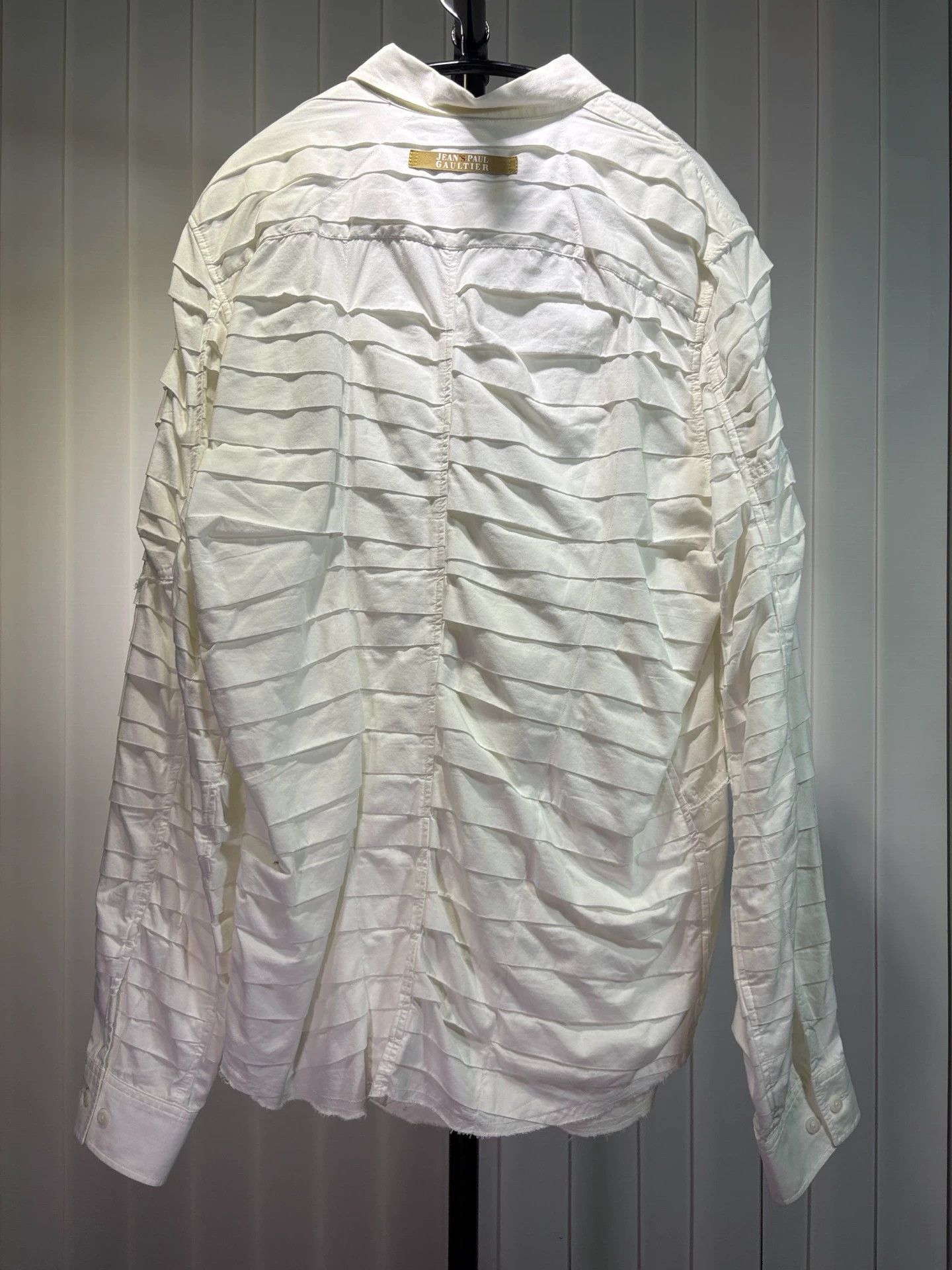 Jean Paul Gaultier JPG White Pleated Deconstructed Shirt 50 Unisex Size US M / EU 48-50 / 2 - 2 Thumbnail