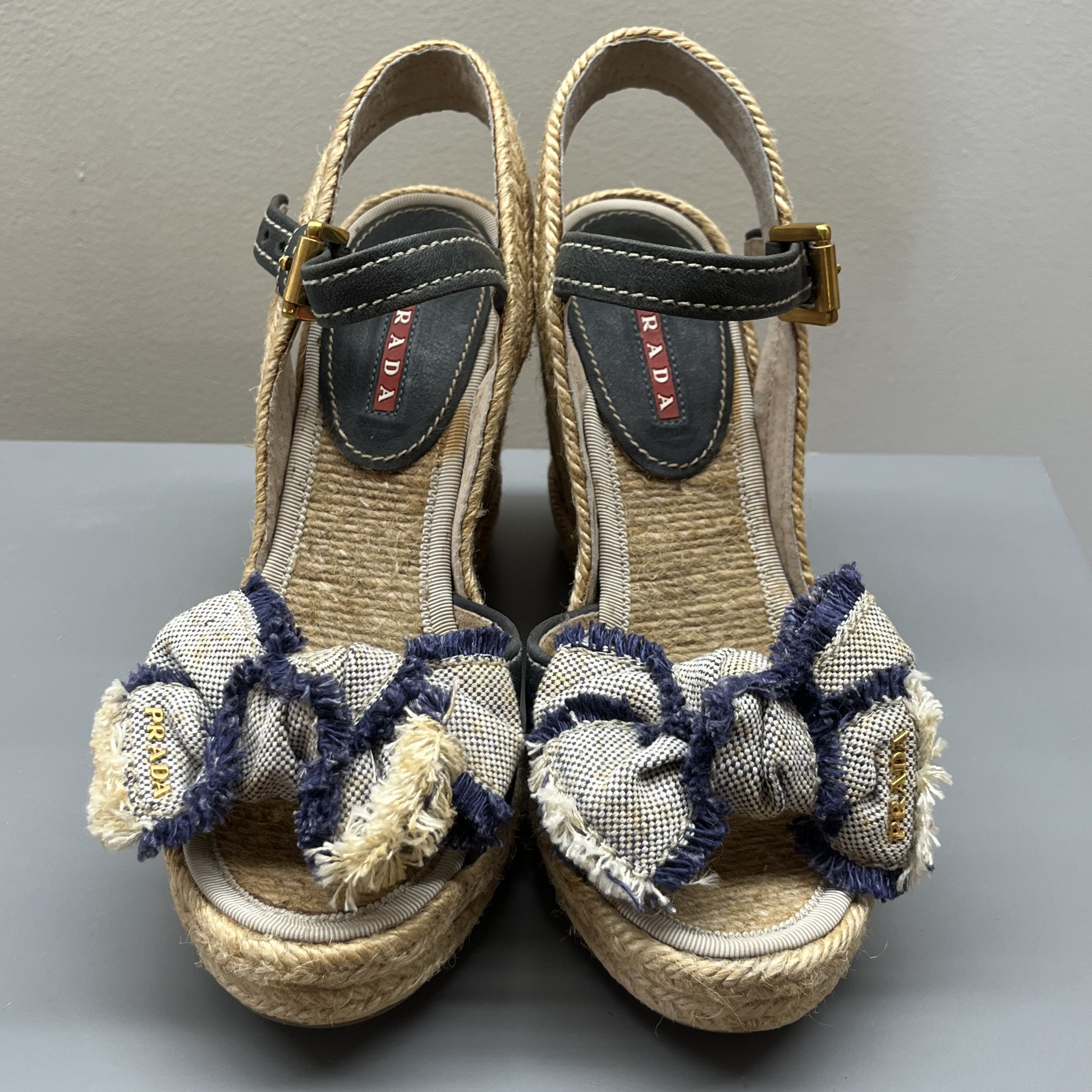 Prada Prada Denim Bowtie Espedrille Pumps Size US 6.5 / IT 36.5 - 8 Thumbnail