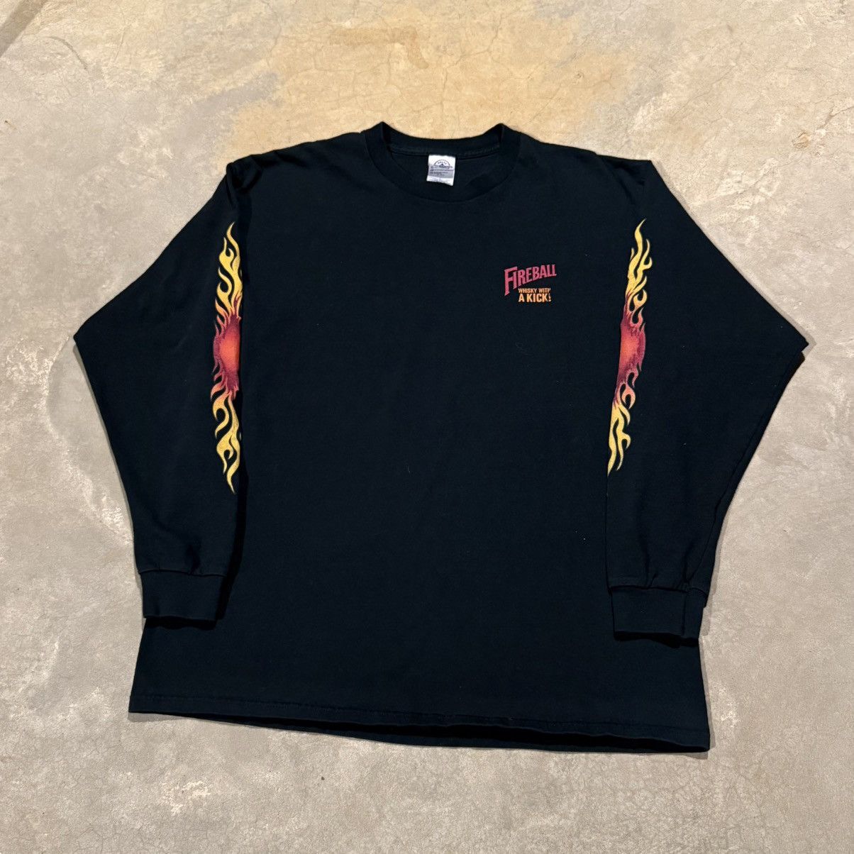 Vintage Vtg 2000s Flame Sleeve Fireball Whisky Shirt Grunge ERD Size US XL / EU 56 / 4 - 2 Thumbnail
