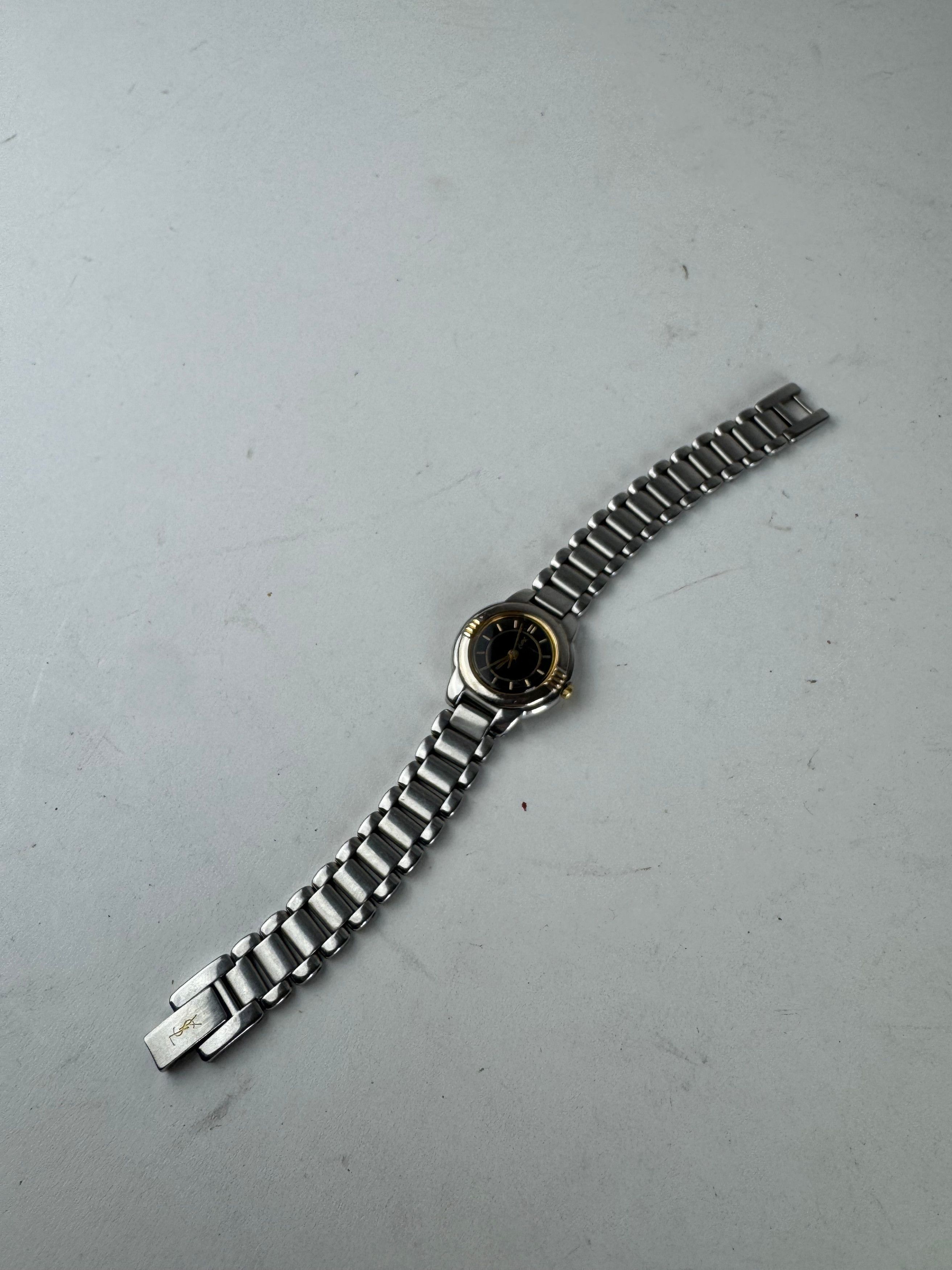 Saint Laurent Quartz Watch Black Dial Silver Gold Vintage Gold Steel Yves Saint Laurent Watch | Atelier Victor main image 4