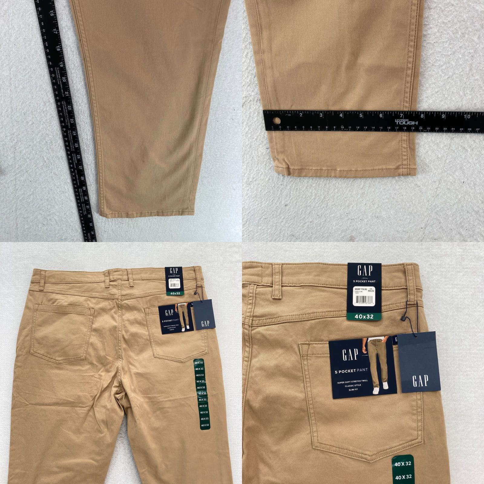 Gap GAP 5 Pocket Pant Mens 40x32 Slim Fit Straight Leg Brown Stretch Twill Chino NWT Size US 40 / EU 56 - 8 Thumbnail