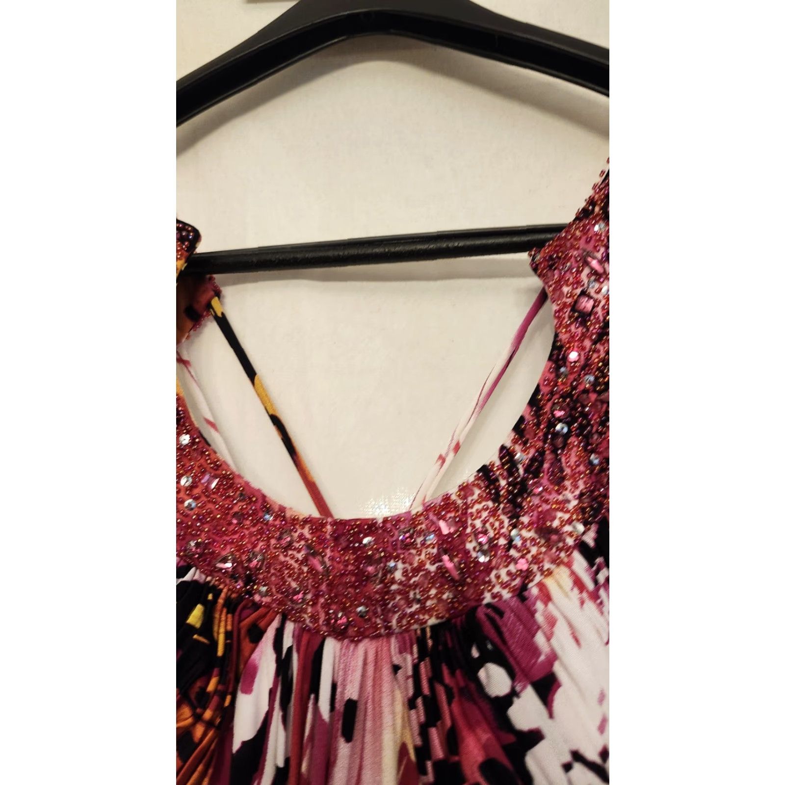 Vintage JS Boutique Dress Womens 10 Beaded Straps Pink Yellow Maxi Evening Formal Gown Size L / US 10 / IT 46 - 4 Thumbnail