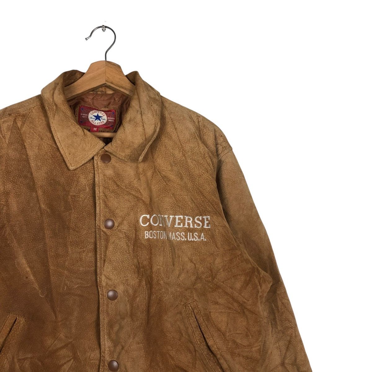 Converse 🔥VINTAGE BOMBER LEATHER JACKET CONVERSE ALL STAR BIG LOGO Size US M / EU 48-50 / 2 - 8 Thumbnail
