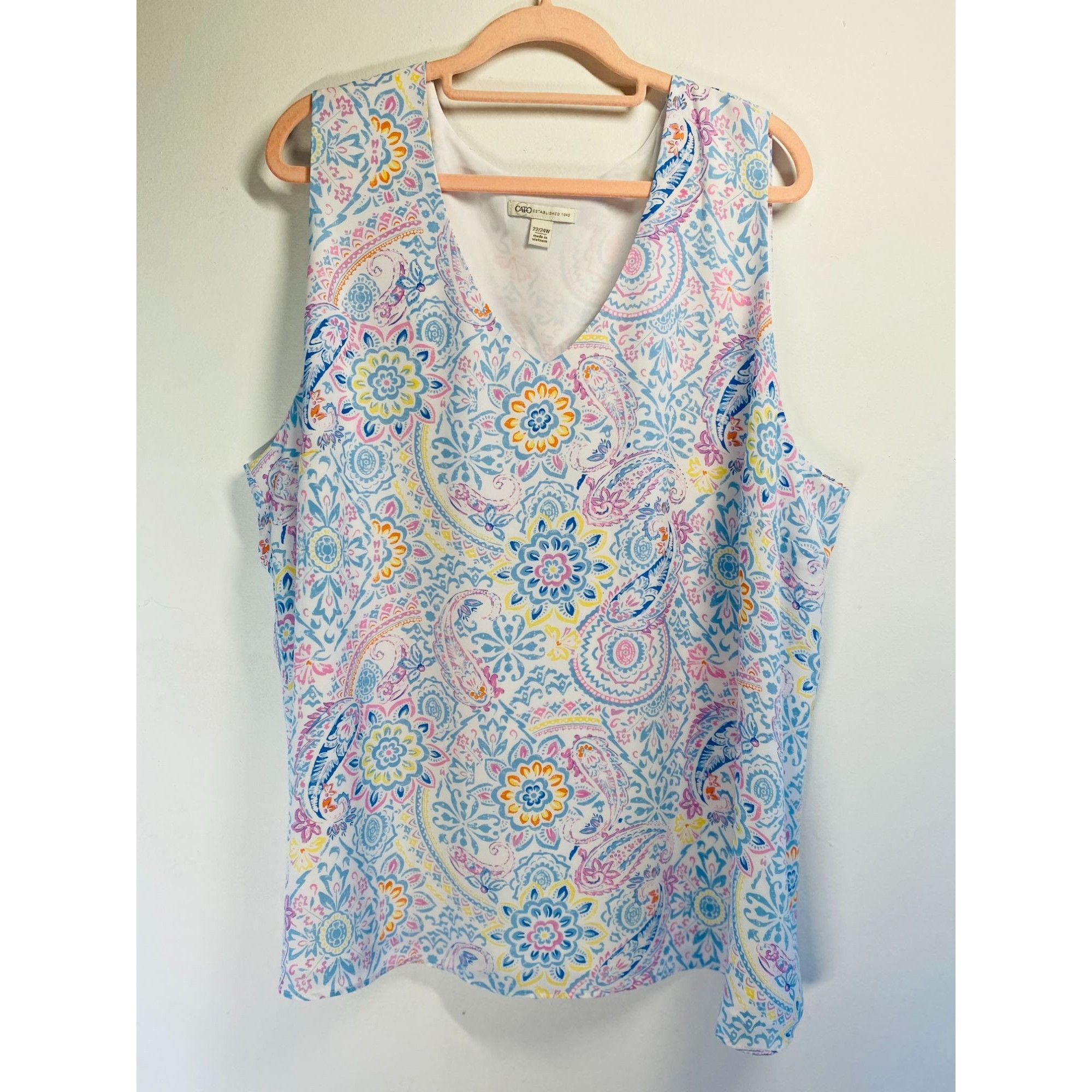 Other Cato Womens Plus Size Floral Paisley Sleeveless Blouse 22/24 Size XXL / US 16-18 / IT 52-54 - 1 Thumbnail