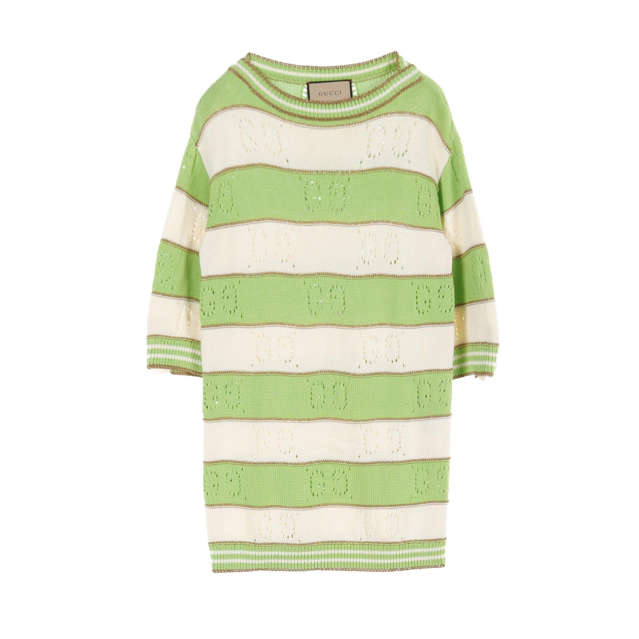 Gucci Gucci Knit Dress Three-Quarter Sleeve Cotton Yellow-Green Off White Gold Size ONE SIZE - 1 Thumbnail
