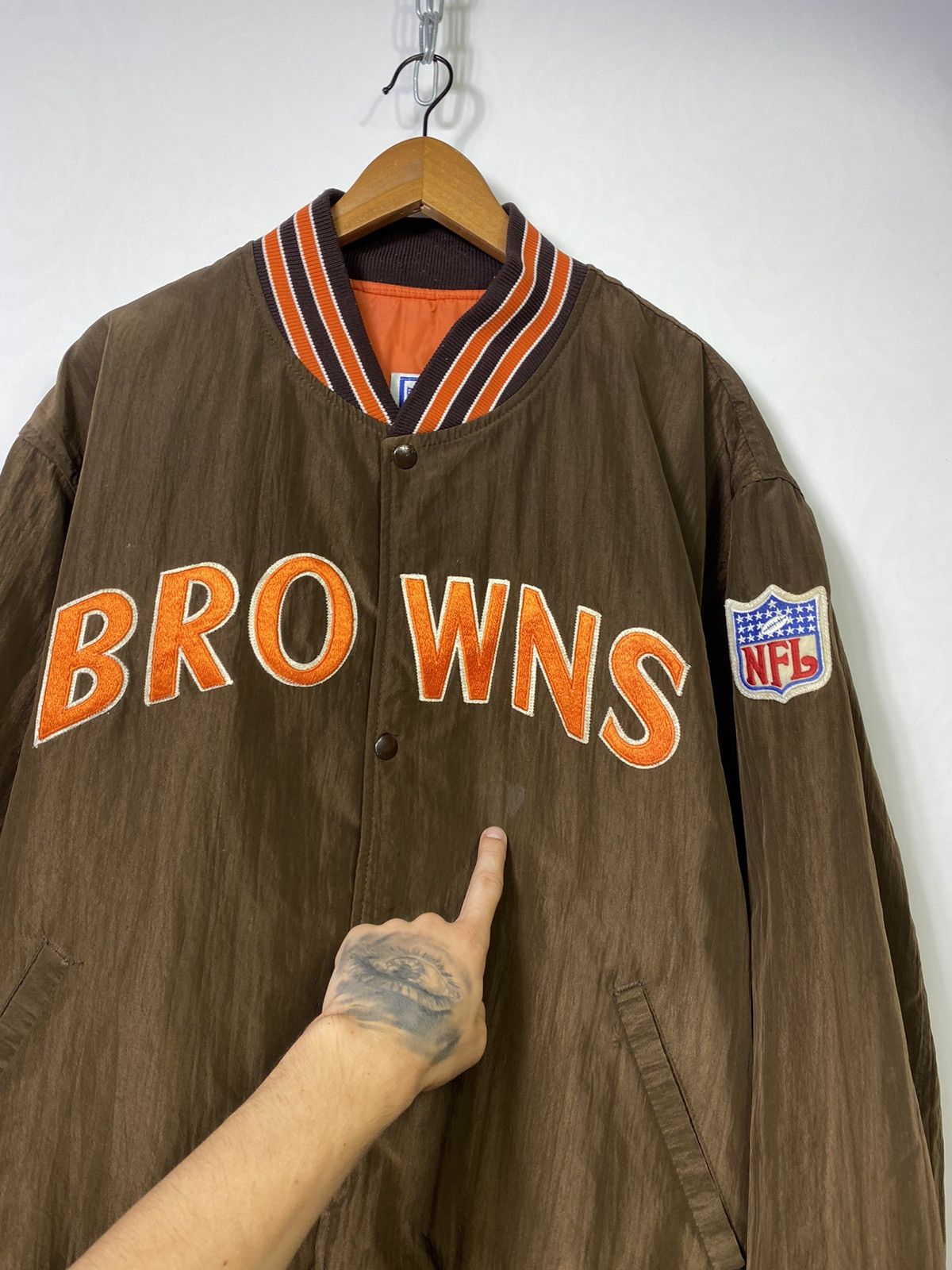 Pro Line × Starter × Vintage Vintage 90s Cleveland Browns Starter Satin Bomber Jacket Size US XXL / EU 58 / 5 - 7 Thumbnail