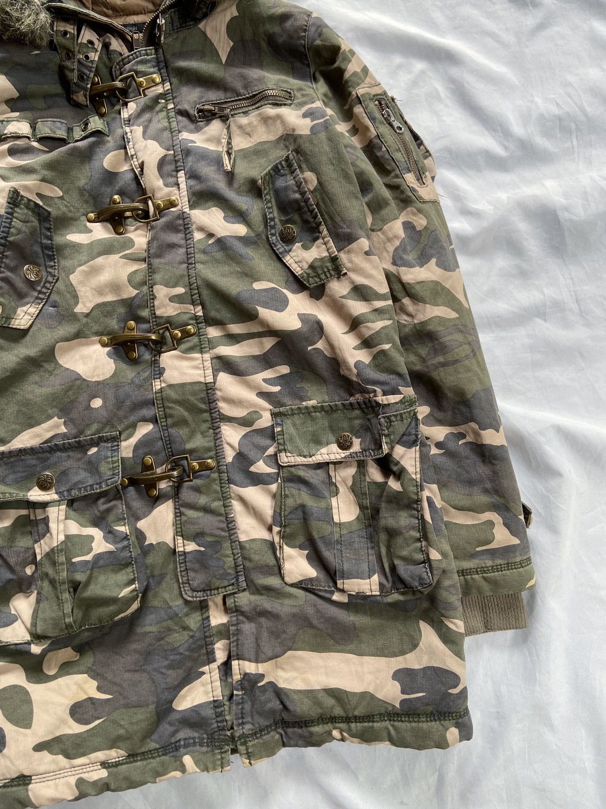 UPPER FREAK FAUX FUR MULTI POCKET ARMY PARKA JACKET