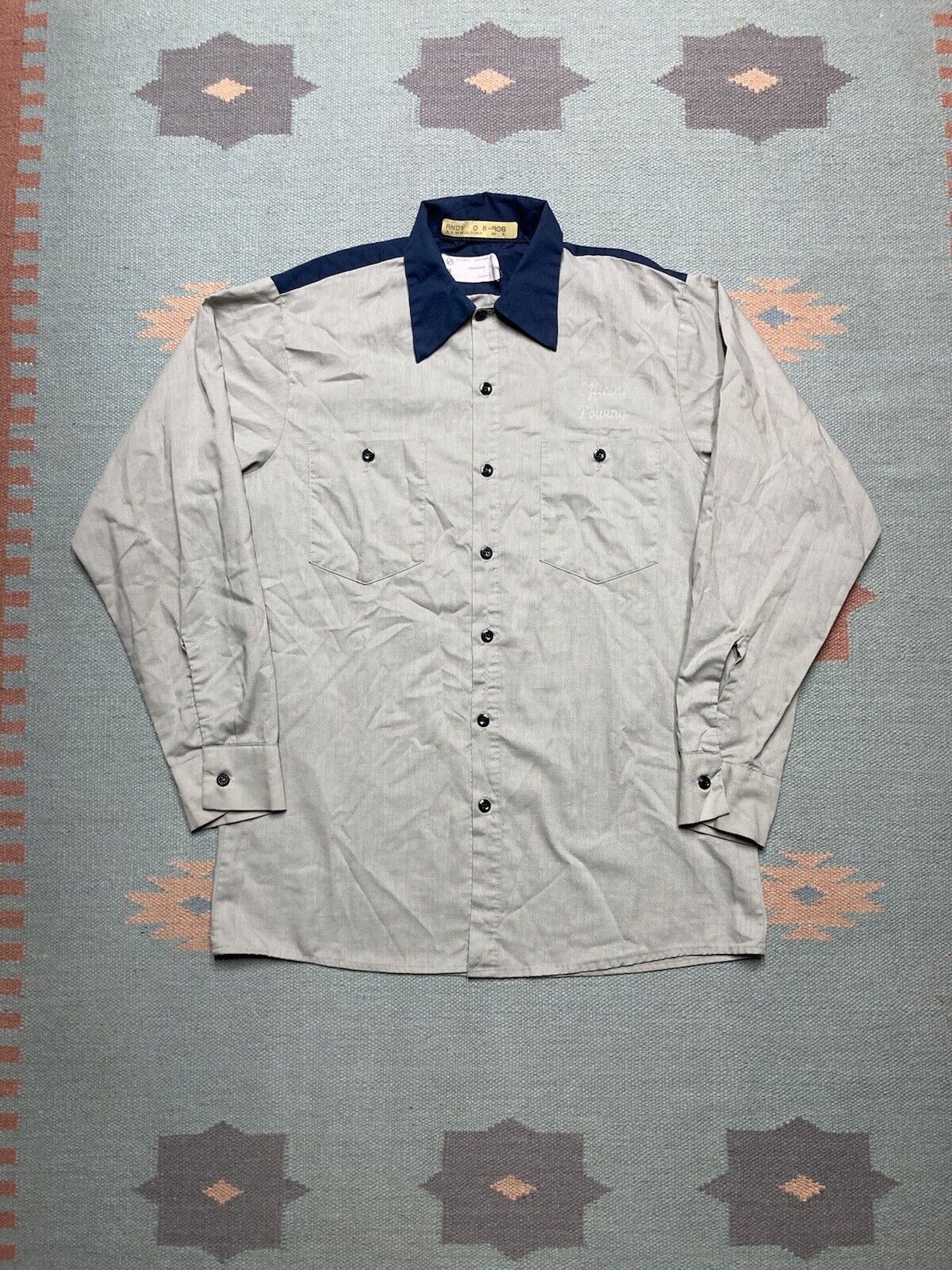 Vintage VTG 70s work shirt button two tone workwear long sleeve M Size US M / EU 48-50 / 2 - 1 Thumbnail