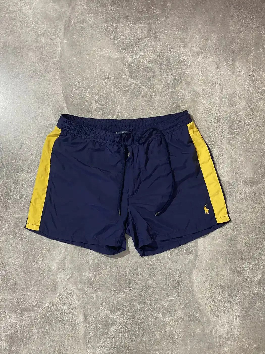 Pre-owned Polo Ralph Lauren X Vintage Polo Ralph Laurent Nylon Shorts In Blue Yellow