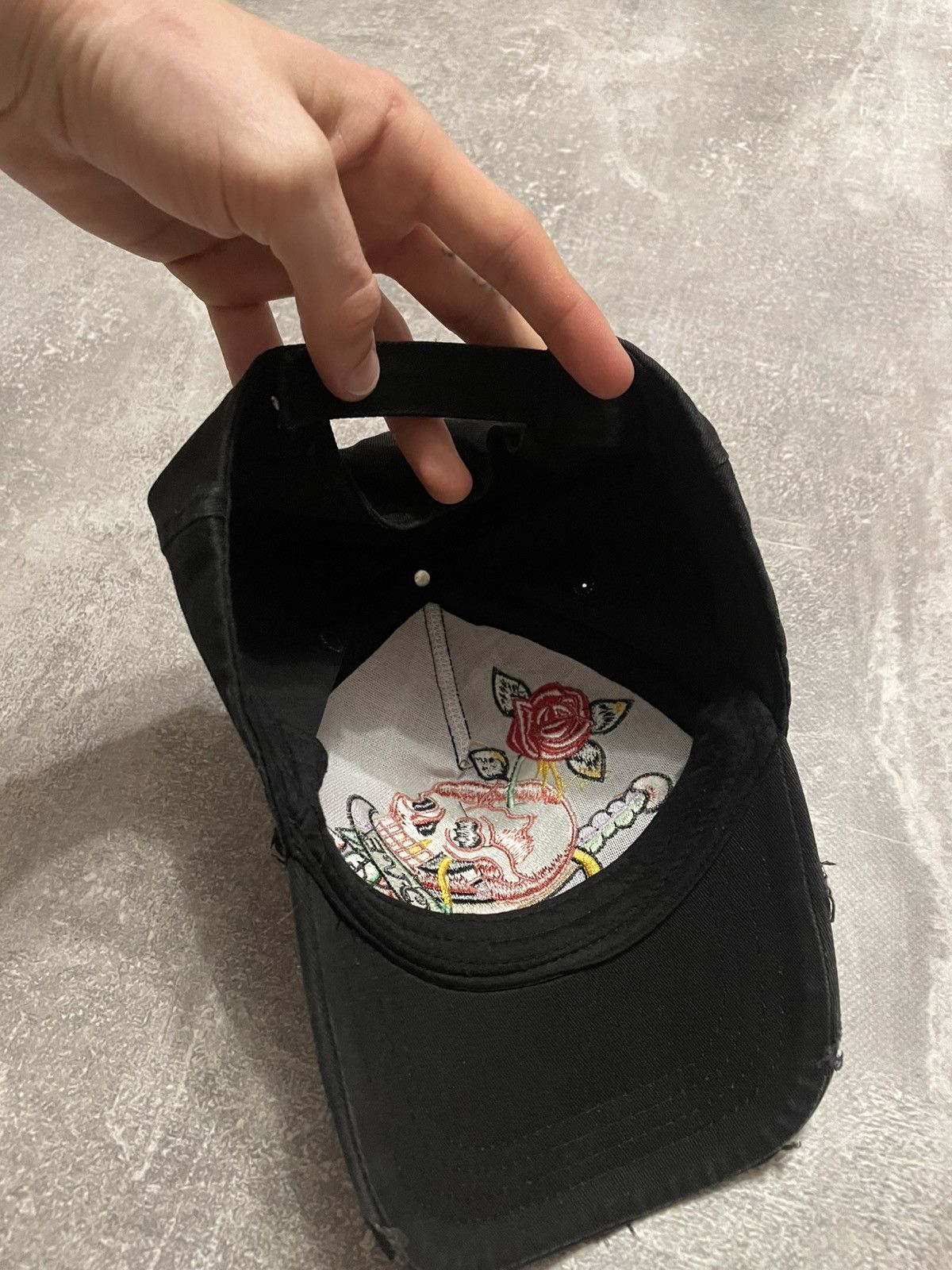 Ed Hardy × Japanese Brand Vintage Ed Hardy Style Skull Distressed Cap Y2K Size ONE SIZE - 12 Thumbnail