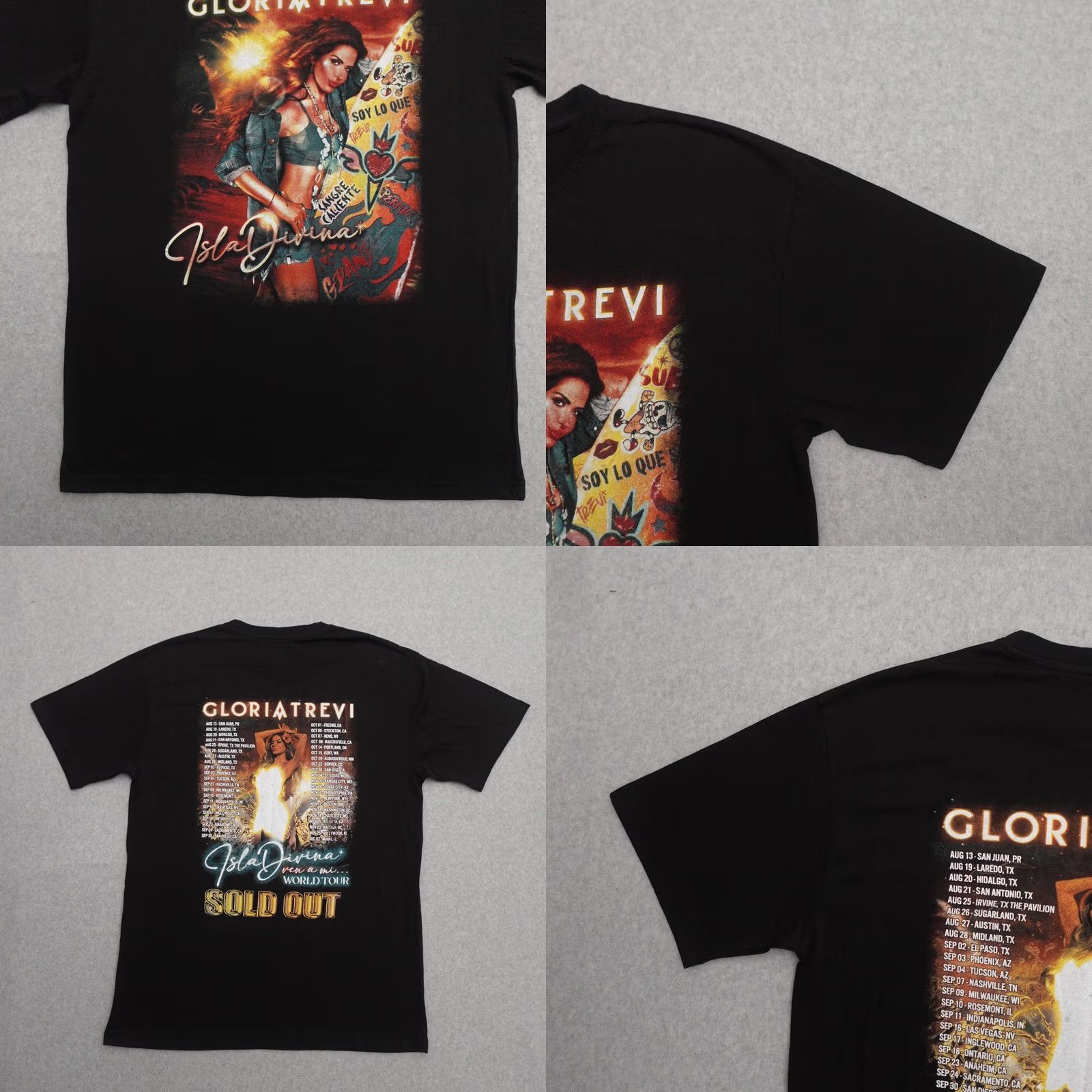 Vintage Gloria Trevi Tshirt Adult Size Large Black Isla Divina Caliente Tour Sold Out Size US L / EU 52-54 / 3 - 8 Thumbnail