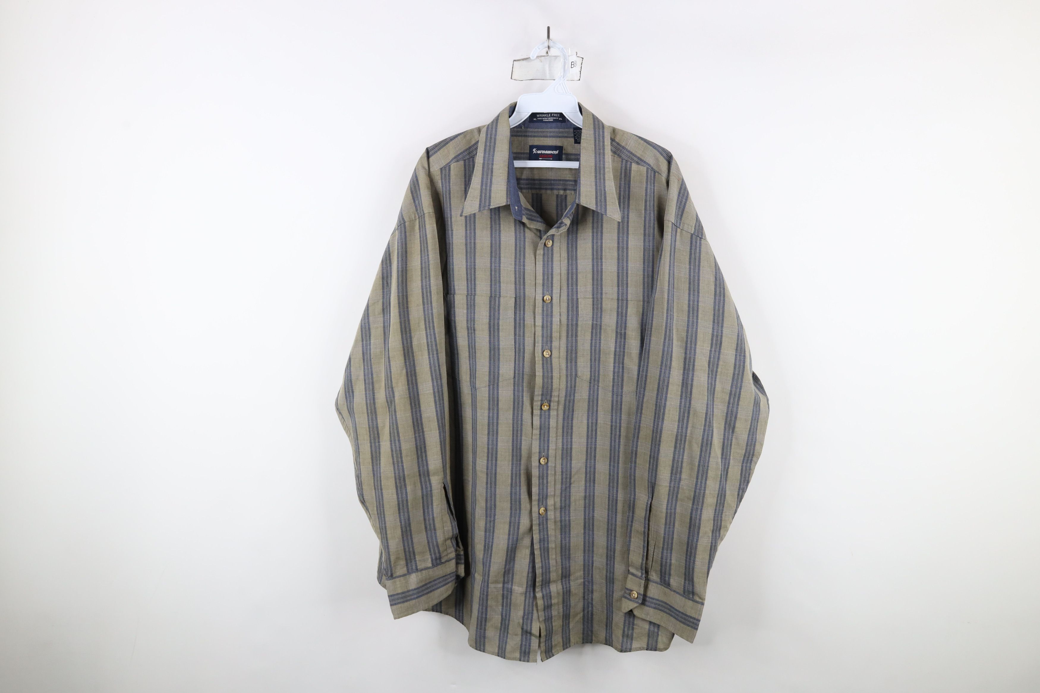 Vintage Vintage 90s Streetwear Collared Long Sleeve Button Shirt Size US XL / EU 56 / 4 - 1 Thumbnail