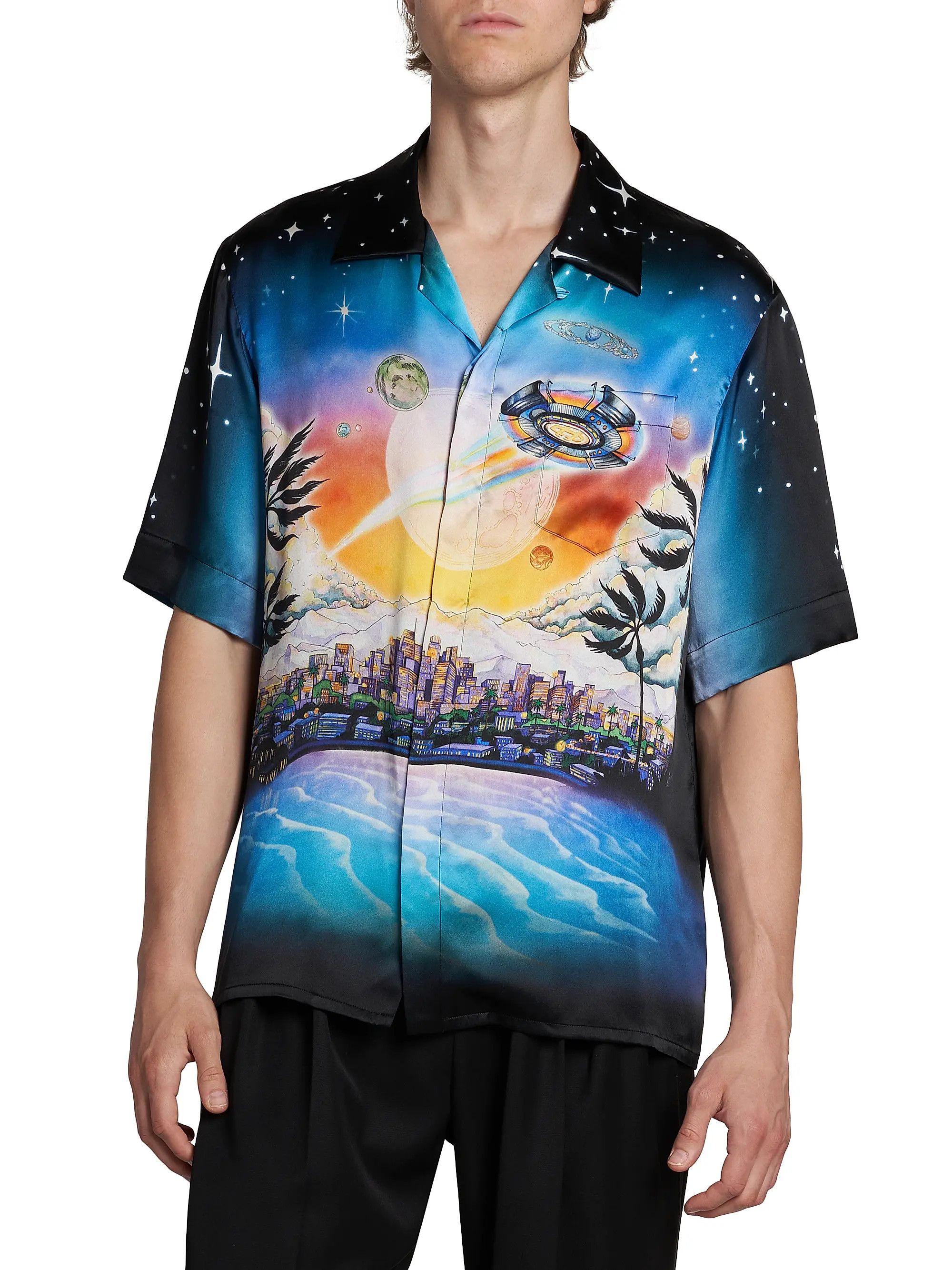 Casablanca os11x0725 Short-Sleeve Cuban Collar Silk Shirt in Multicolor Size US M / EU 48-50 / 2 - 3 Thumbnail