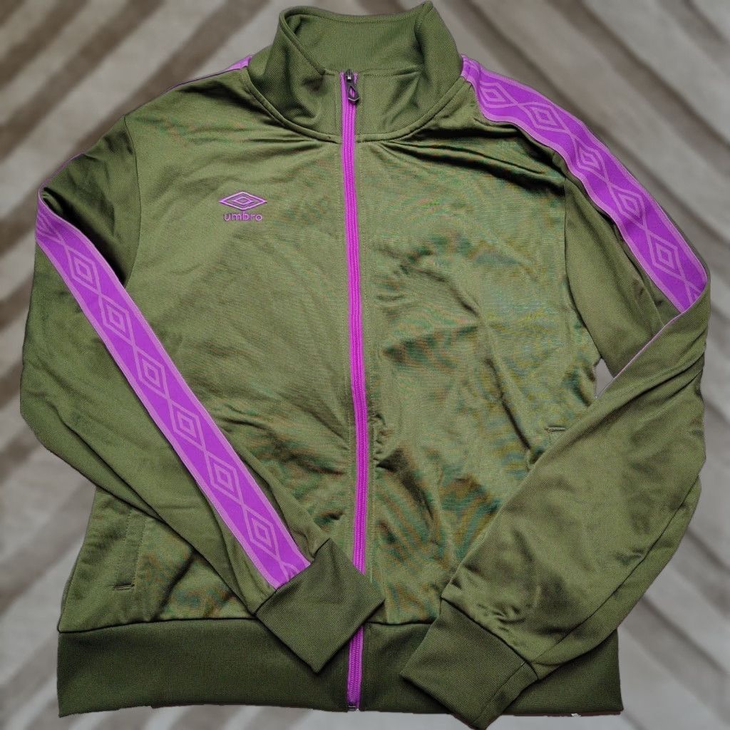 Umbro UMBRO Women L Green + Purple Sleeve Stripe Full Zip Track Jacket L/S NEW READ Womens Jacket/Track Jacket Green Purple Stripe Full Zip L Size L / US 10 / IT 46 - 1 Thumbnail