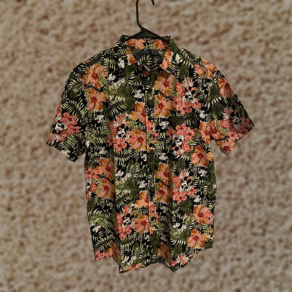 Disney Disney Mickey Mouse Floral Hawaiian Shirt Men's Medium Multicolor Button Casual Size US M / EU 48-50 / 2 - 1 Thumbnail