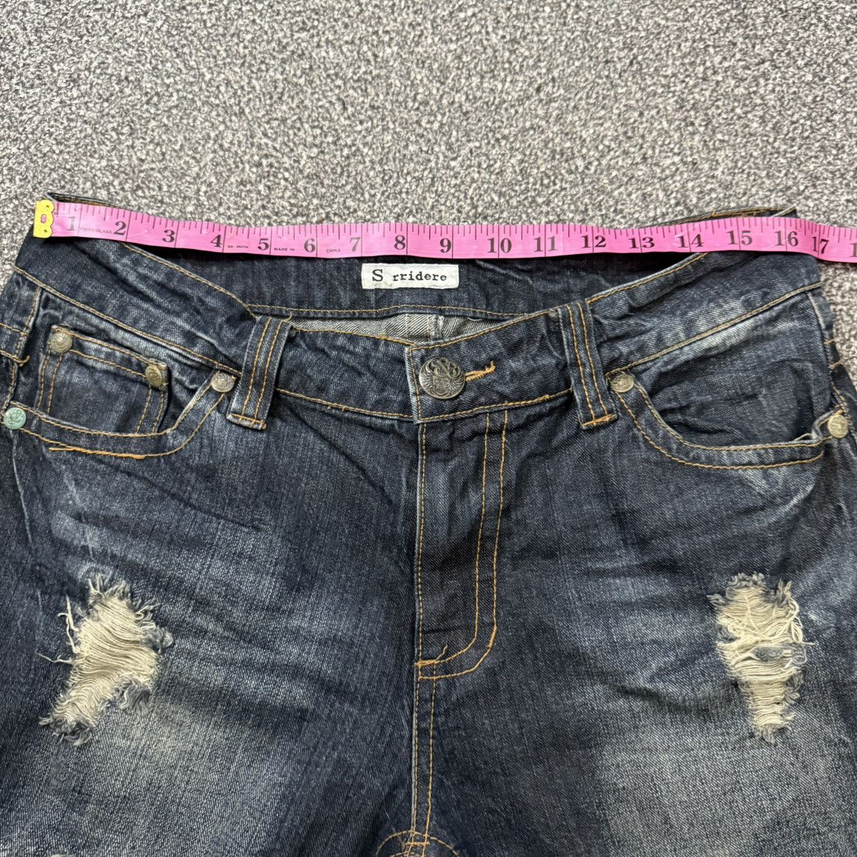 If Six Was Nine 🔥🇯🇵 Japanese Flared Cross Distressed Sorridere Jeans Size US 33 - 17 Thumbnail