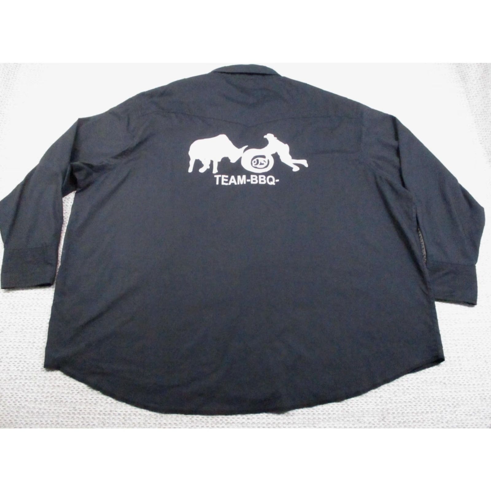 Wrangler VINTAGE Wrangler Shirt Mens 3XL Black Western Snap Button Team BBQ Logo Long Sleeve Size US XXL / EU 58 / 5 - 2 Thumbnail