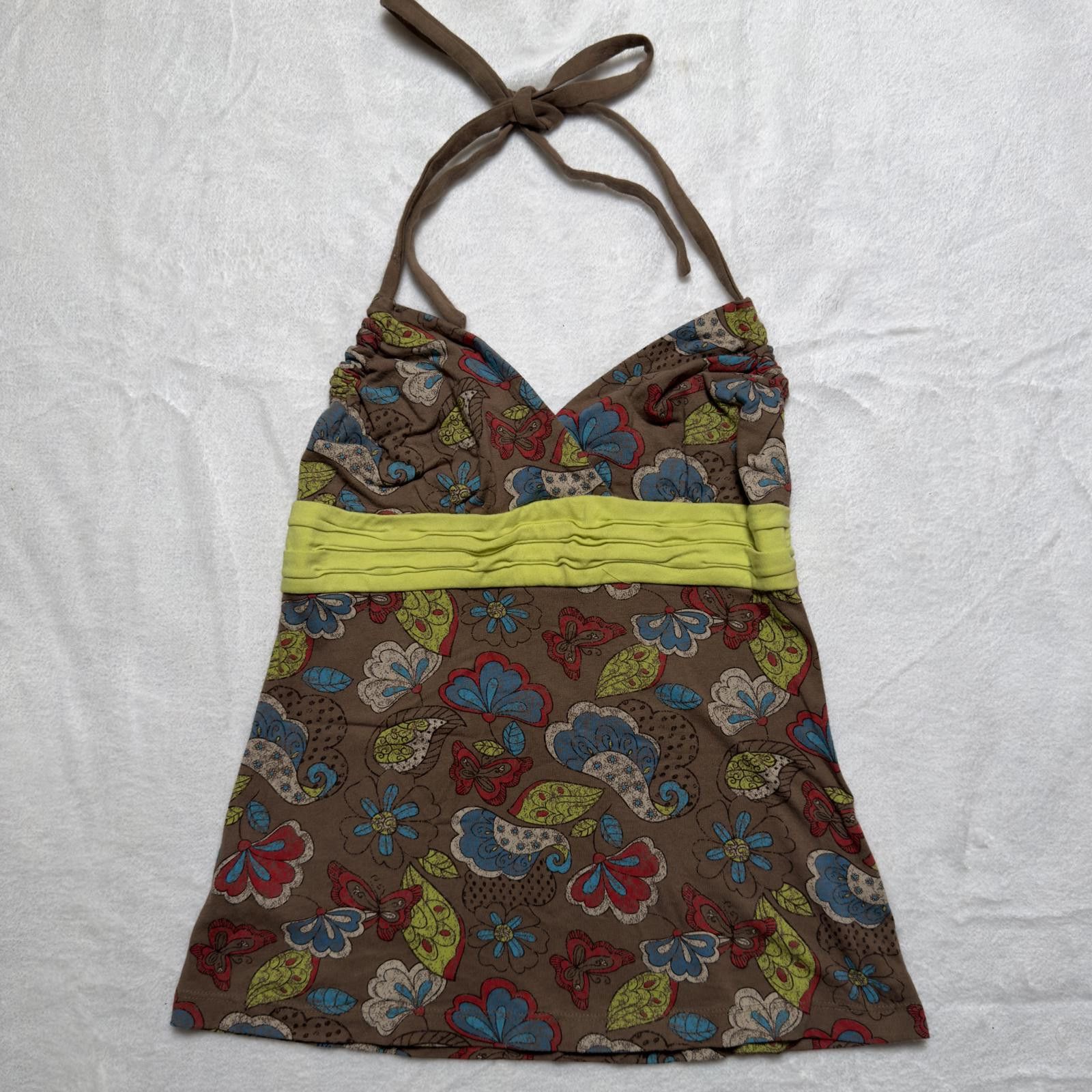 Unknown London 2000s Boho Floral Halter Top Small Size S / US 4 / IT 40 - 1 Thumbnail