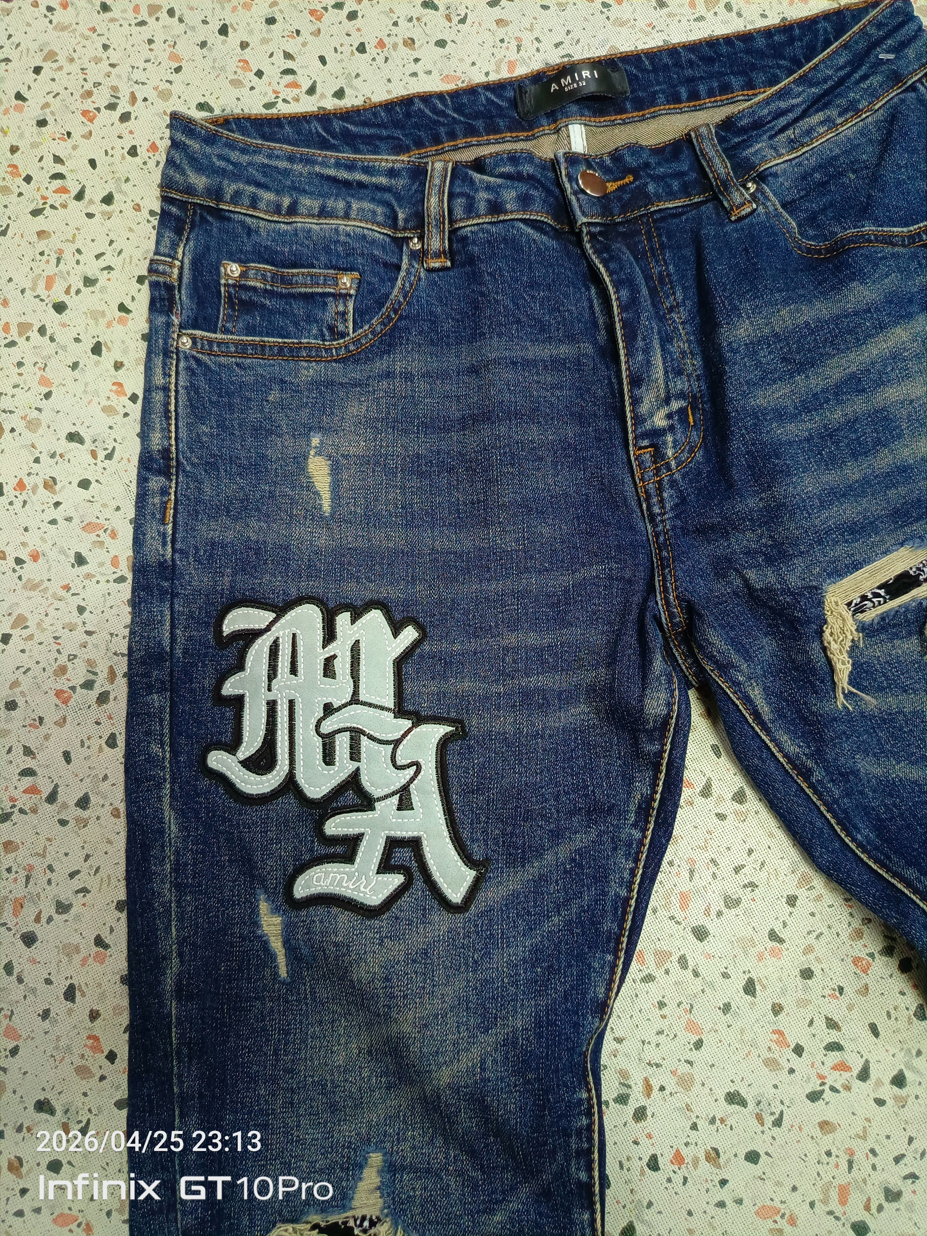 Vintage Amiri Leather Stitch Logo Jeans Size 32 Size US 32 / EU 48 - 3 Thumbnail