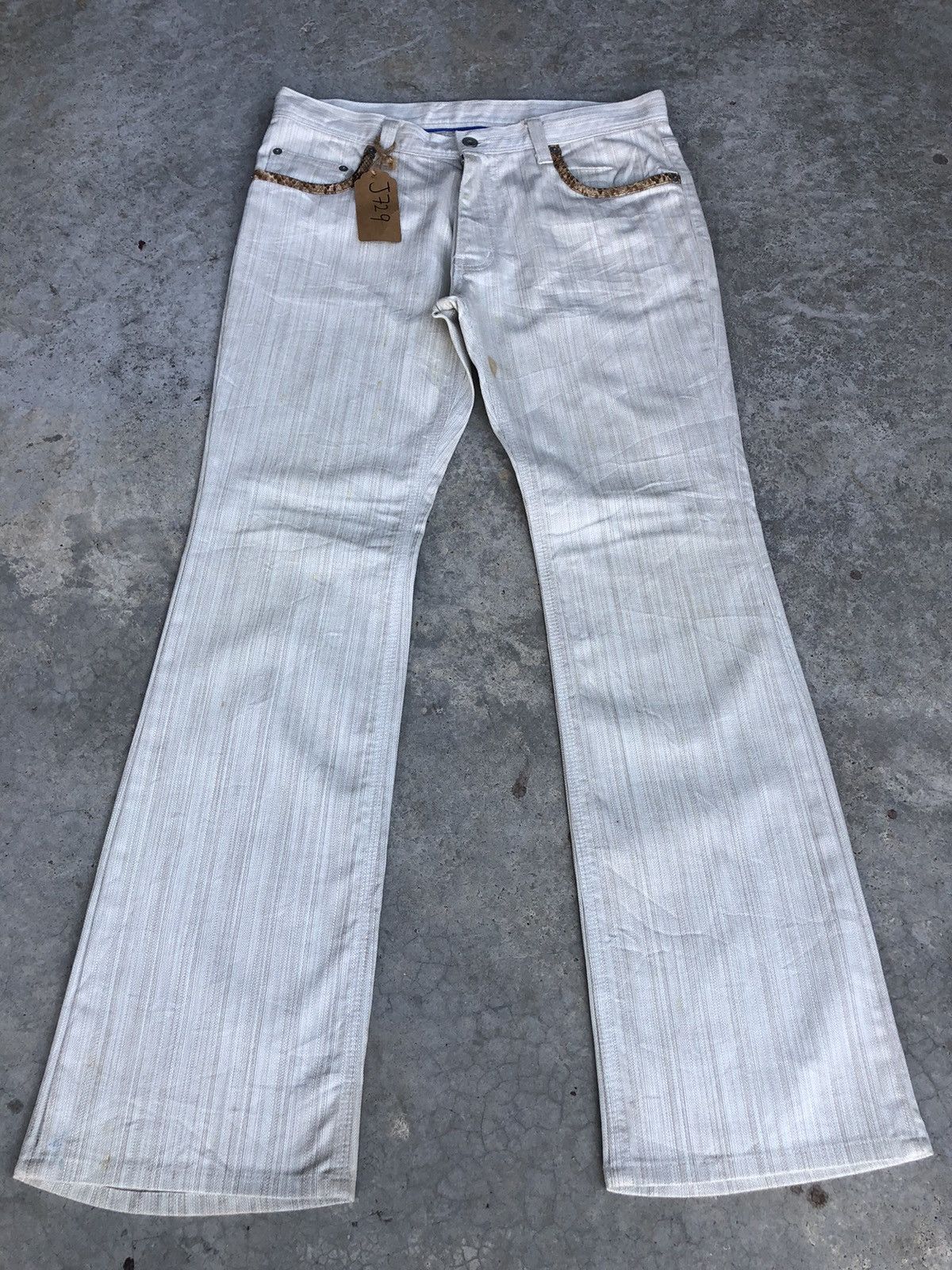 If Six Was Nine Japanese Takaio Flared Jeans Snake Skin Distressed Jeans Size US 33 - 2 Thumbnail