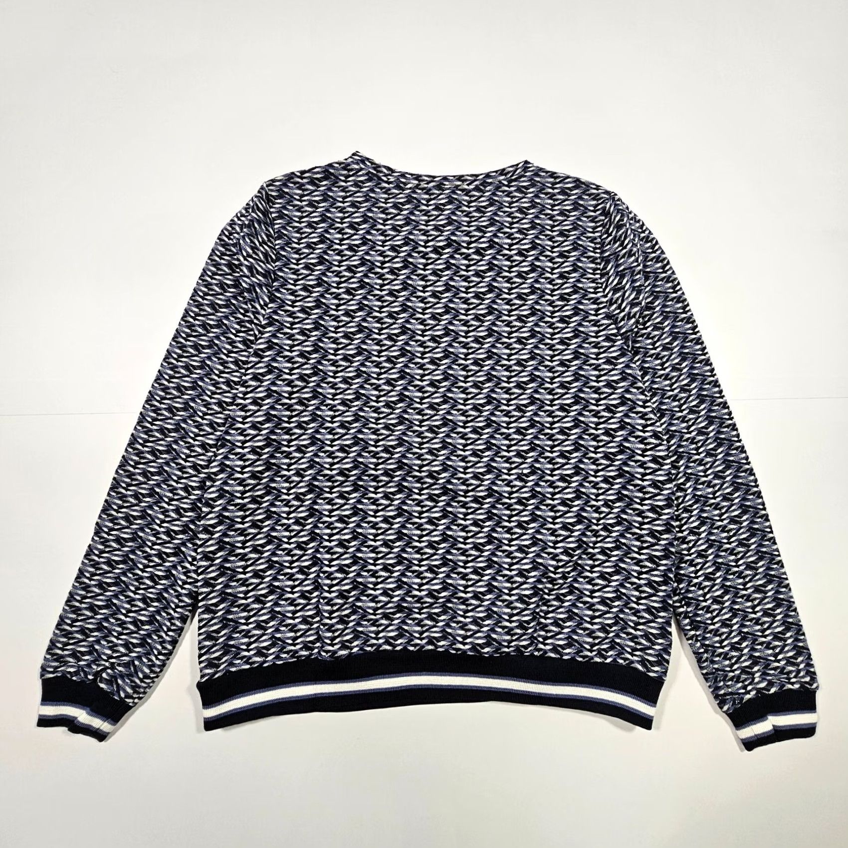 Vintage Betty Barclay Jumper Blue Geometric Knit Pullover Women UK 10 Round Neck Long Sleeve Casual Travel Size L / US 10 / IT 46 - 6 Thumbnail