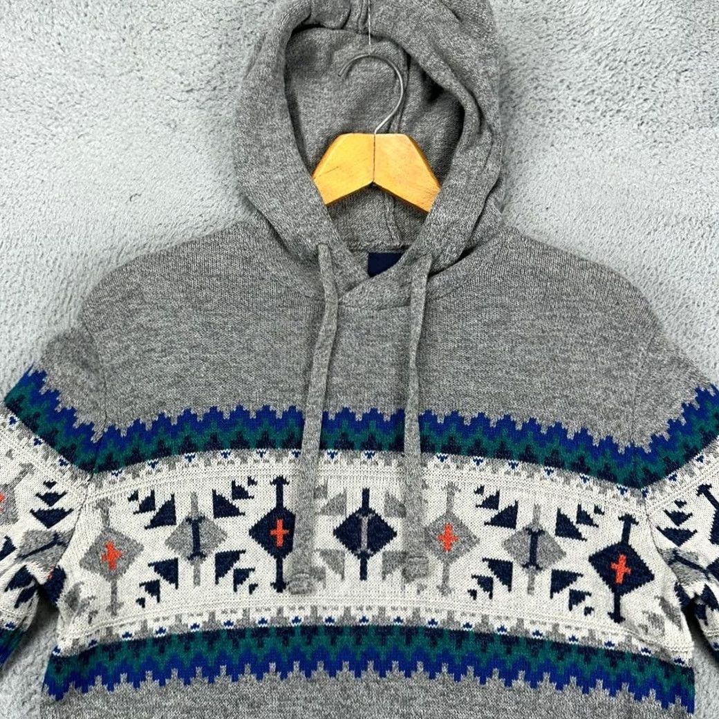 Vintage American Eagle Hoodie Sweater Mens Medium Gray Wool Blend Aztec Southwestern Knitted Pullover Hooded Knit Pattern Aztec Shirt Sweatshirt Courtroom? Size US M / EU 48-50 / 2 - 2 Thumbnail