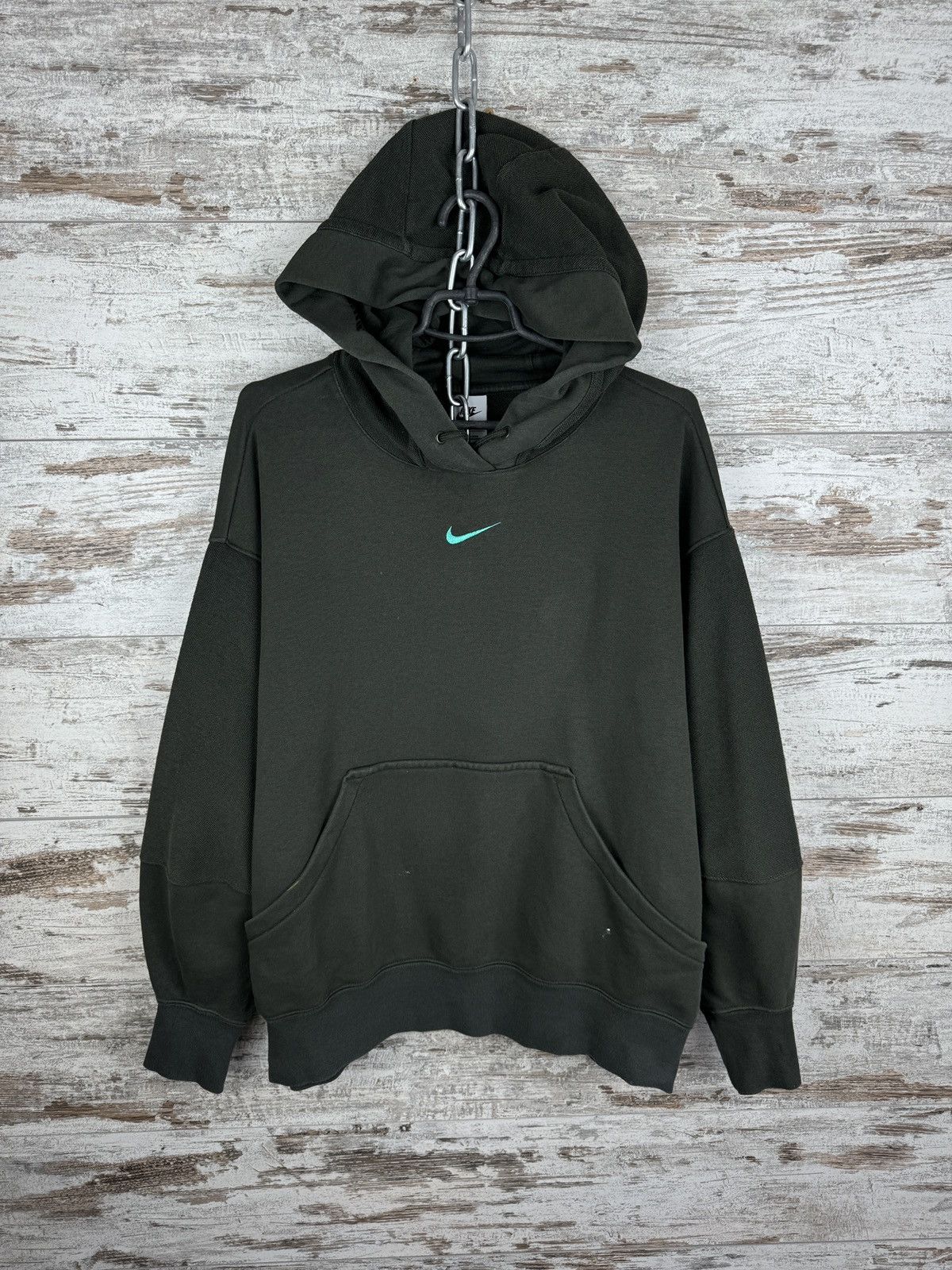 Nike × Vintage Mens Vintage Nike centre swoosh logo hoodie y2k drill rare Size US M / EU 48-50 / 2 - 2 Thumbnail