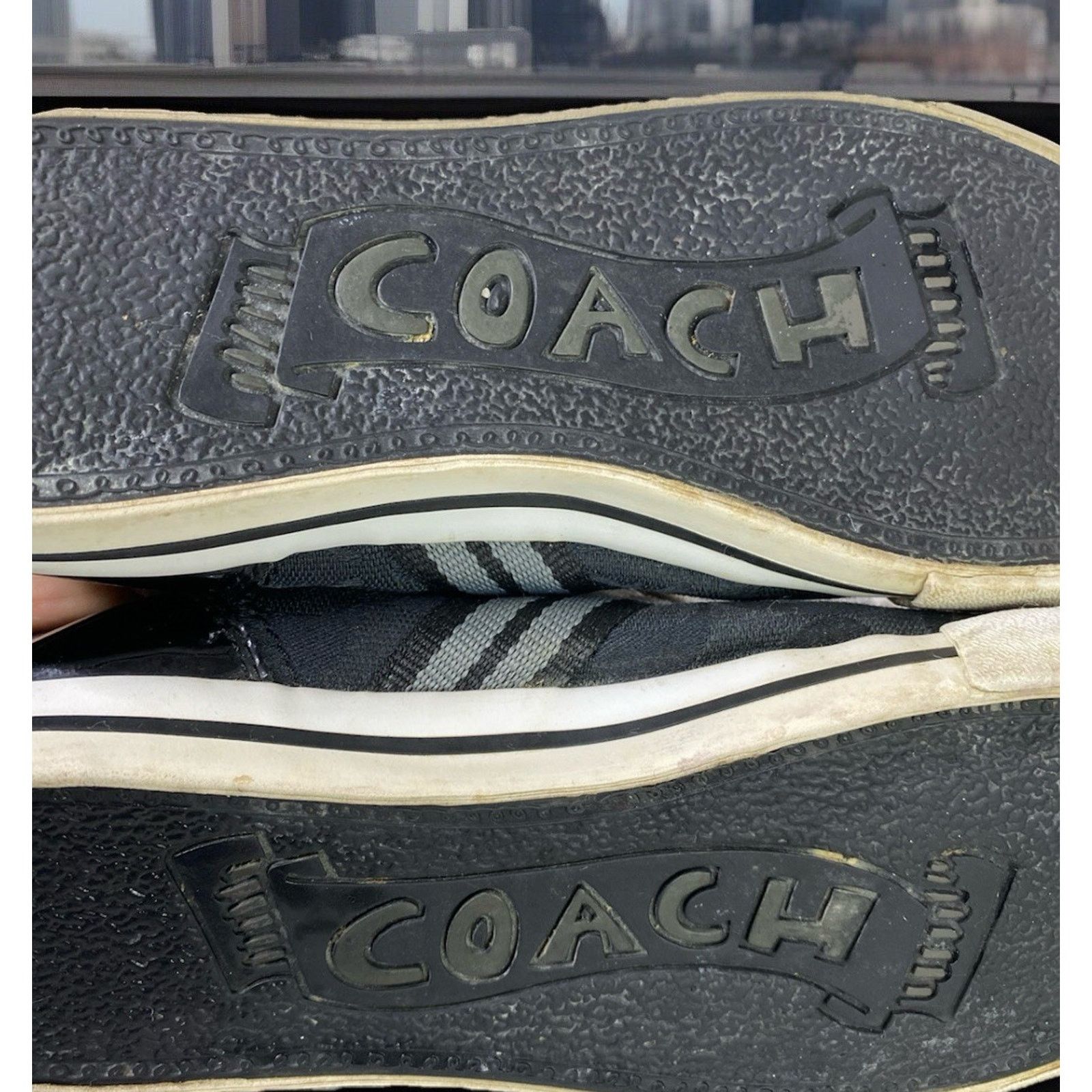 Coach Coach "Folly" Black White Signature Jacquard/Patent Sneakers Size US 7 / IT 37 - 10 Thumbnail