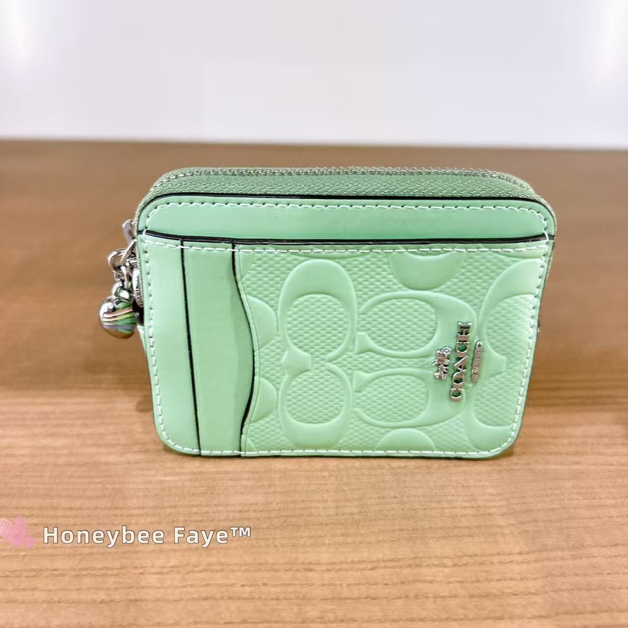 Coach Zip Card Case In Signature Leather With Heart Charm CDQ15 Size ONE SIZE - 1 Thumbnail