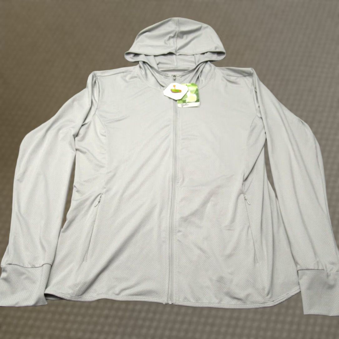 Vintage Libin Jacket Womens XL Gray Hooded Full Zip Pockets UPF 50+ Activewear NEW Size XL / US 12-14 / IT 48-50 - 1 Thumbnail