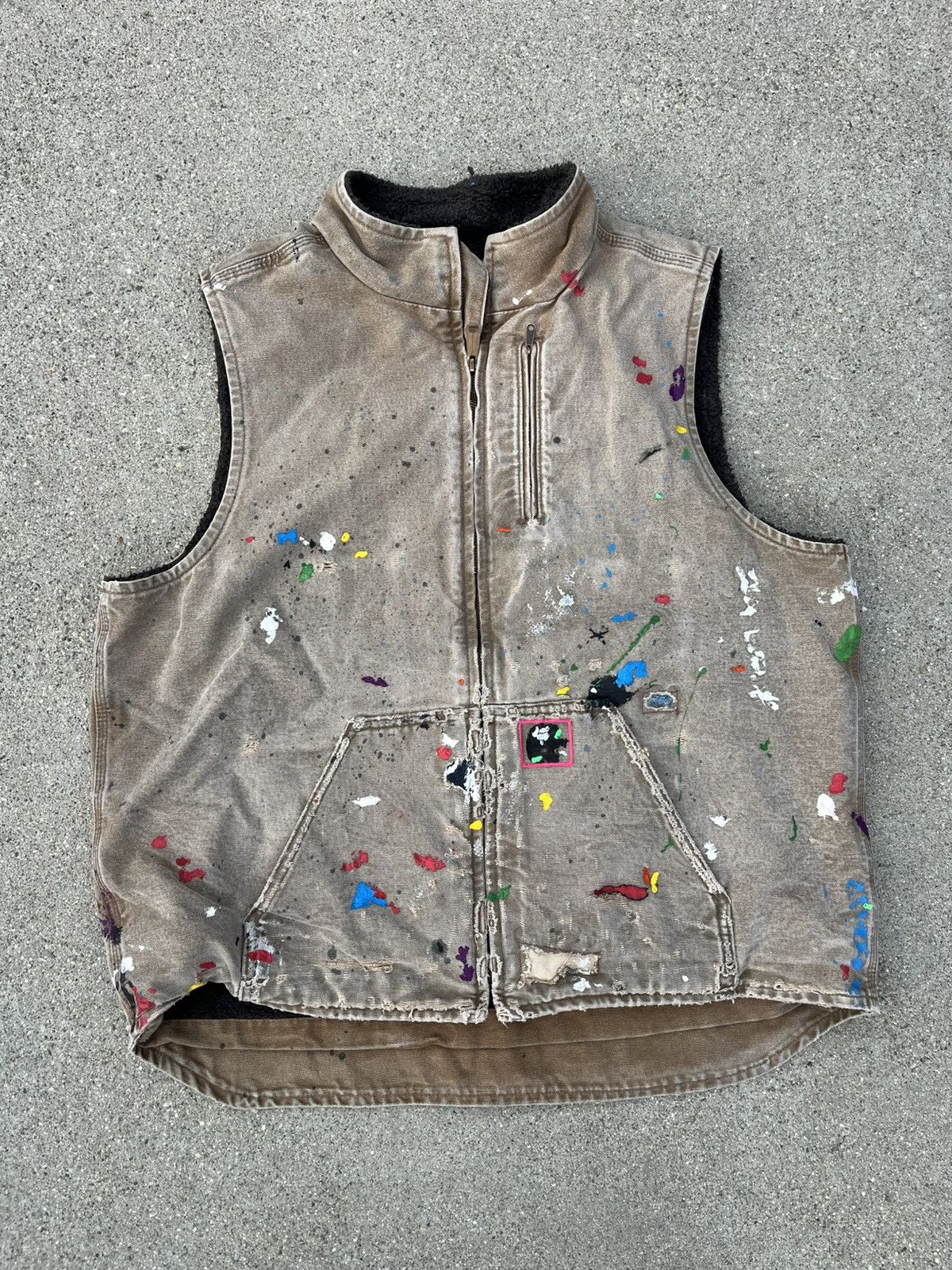 Carhartt Custom Carhartt Sherpa Lined Vest Thrashed Distressed Fade Size US XL / EU 56 / 4 - 8 Thumbnail