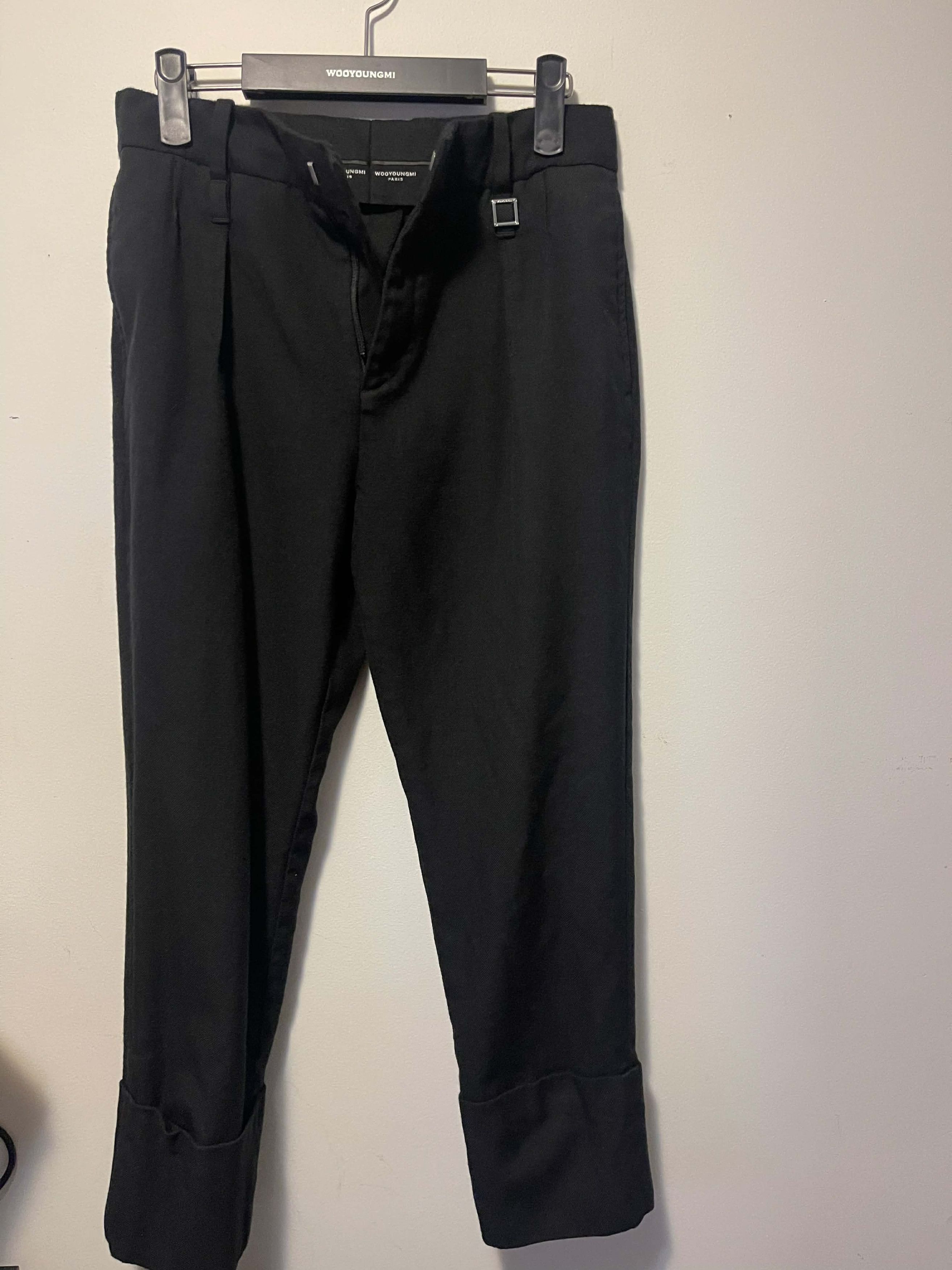 Wooyoungmi WOOYOUNGMI Black Turn-Up Trousers Size US 30 / EU 46 - 1 Thumbnail