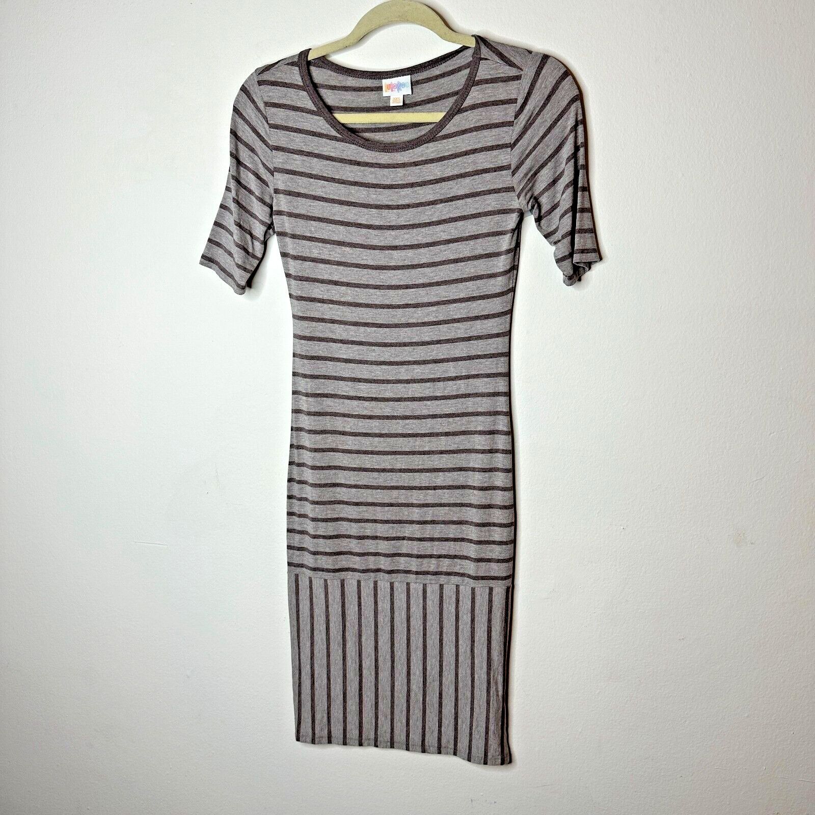 Other LuLaRoe Julia Midi Gray-Stripe Pullover Bodycon Dress XXS Size XXS / US 00 / IT 34 - 1 Thumbnail