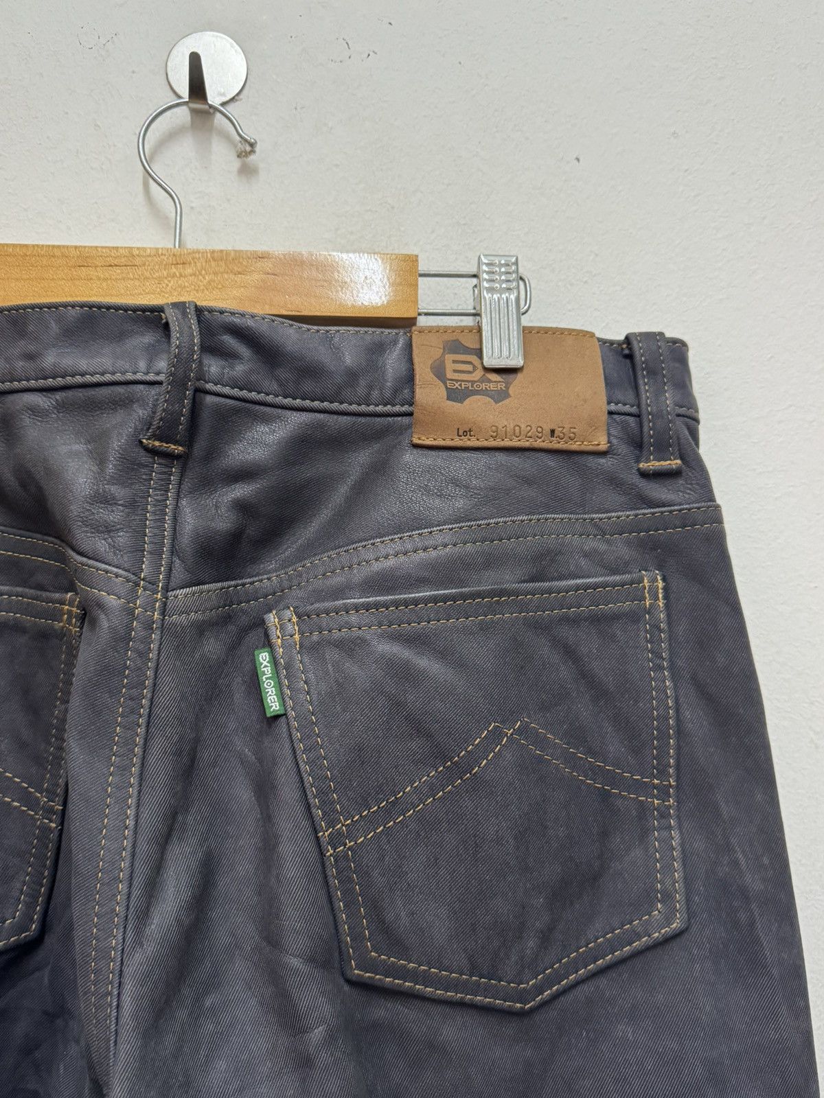 Vintage Explorer leather jeans Japan Size US 35 - 10 Thumbnail