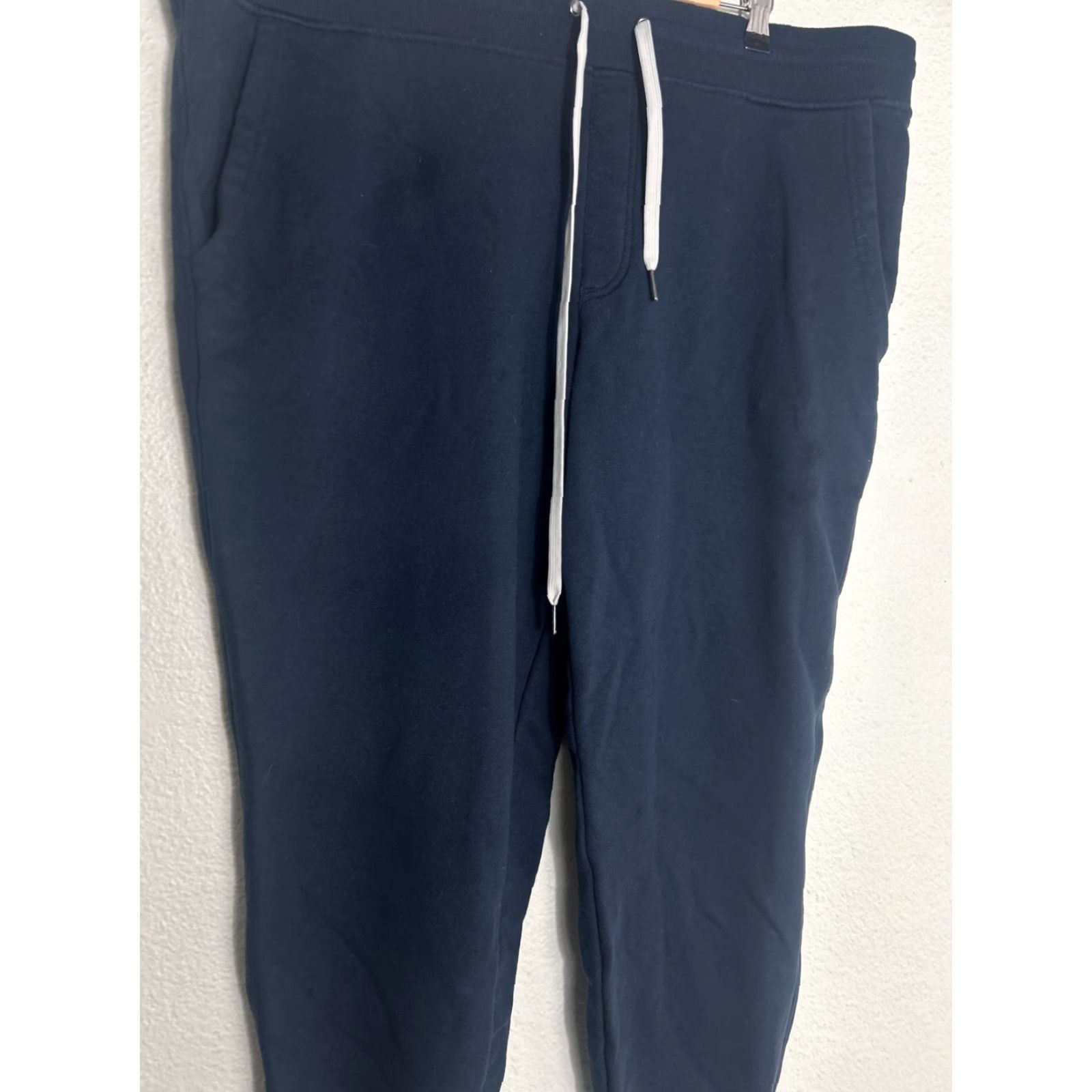 Vintage True Classic Fleece Joggers Mens XXL Navy Tapered Sweatpants Cotton Polyester Spandex Slim Fit 2XL Elastic Waist Pockets Lounge Activewear Size US 39 - 3 Thumbnail