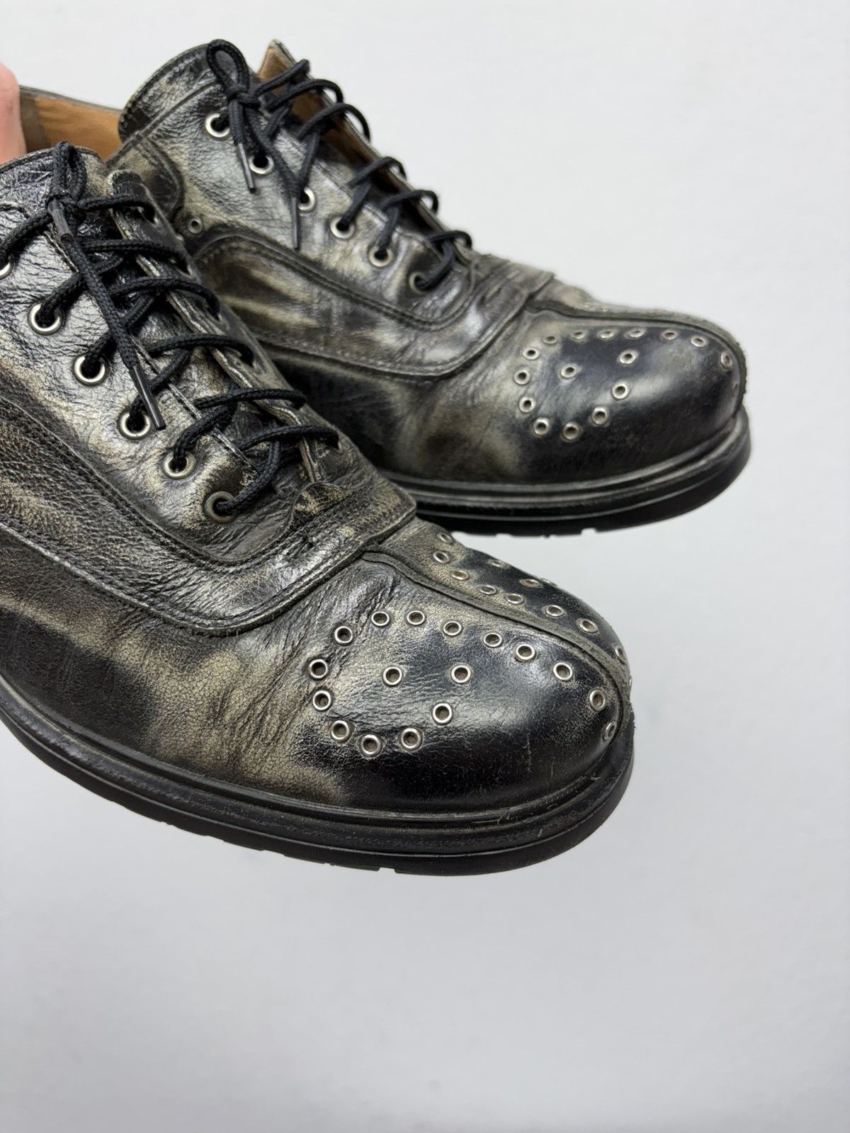 Studded Leather Lace-Up Shoes Boots Avant-Garde CCP Style