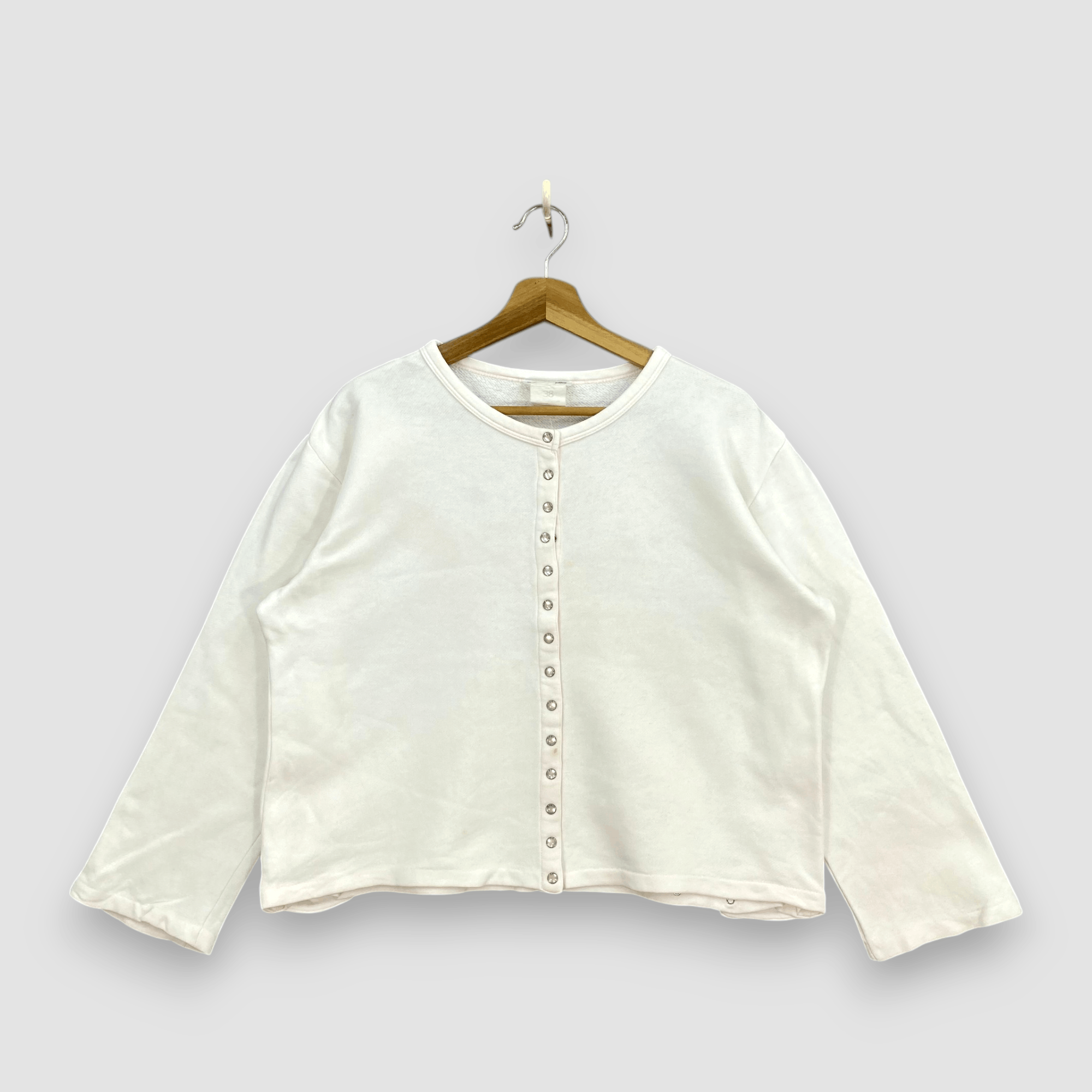 agnes b. Vintage Y2K Agnes B Cardigan Sweatshirt Cotton Jumper Size US L / EU 52-54 / 3 - 1 Thumbnail