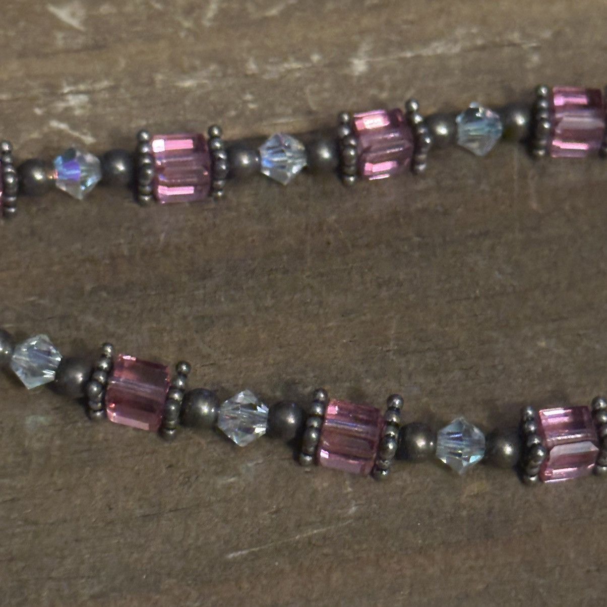 Other Silver tone pink and clear glass bead bracelet Size ONE SIZE - 3 Thumbnail