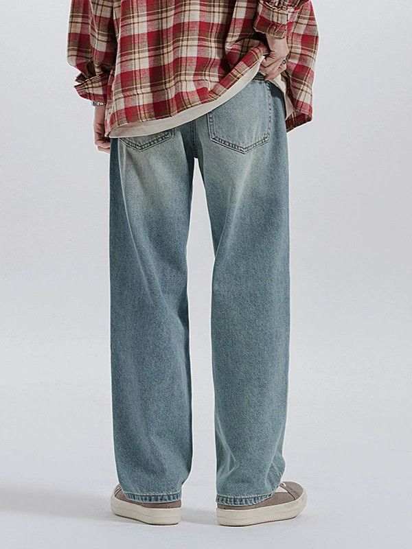 Jean American washed blue vintage straight-leg men's jeans Size US 32 / EU 48 - 4 Thumbnail