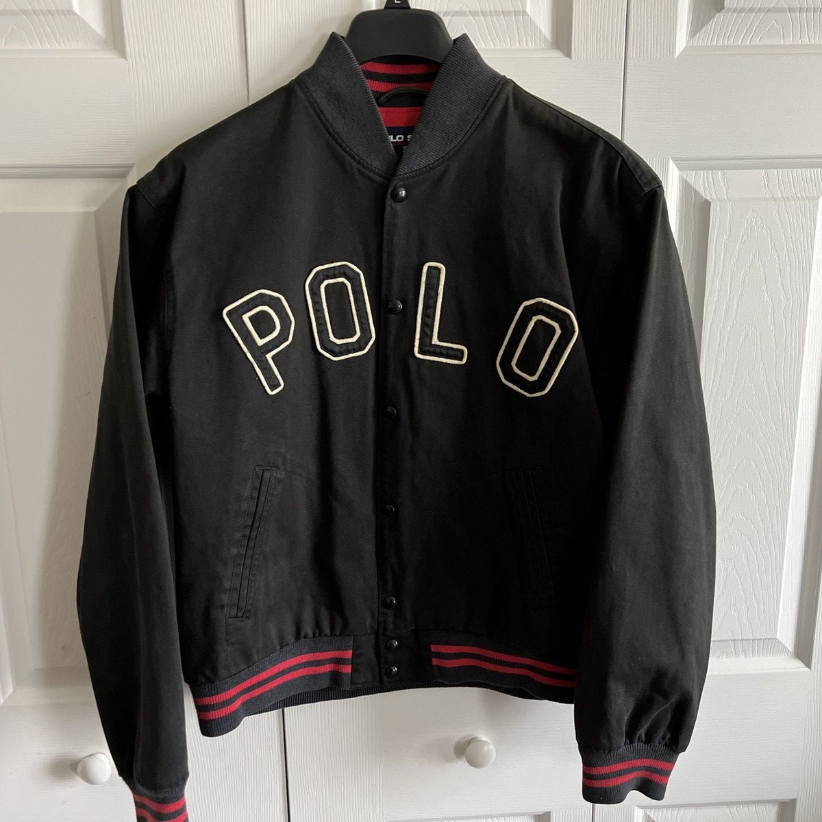 image of Polo Ralph Lauren Vintage Ralph Laurent Tiger Varsity Bomber Jacket Size L in Black, Men's
