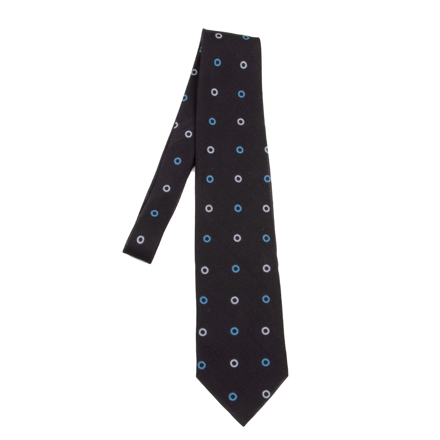 Issey Miyake Silk Ring-Dyed Printed Tie in Dark Navy and Light Blue Size ONE SIZE - 1 Thumbnail