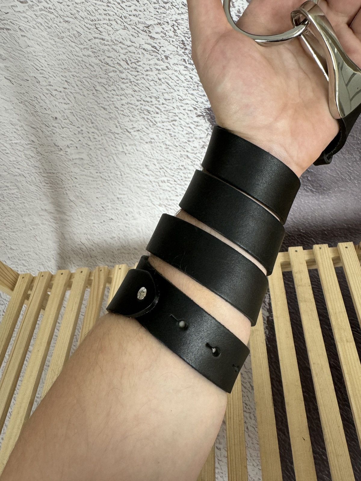 Genuine Leather Weinmann Black leather belt bb Simons Size 40 - 4 Thumbnail