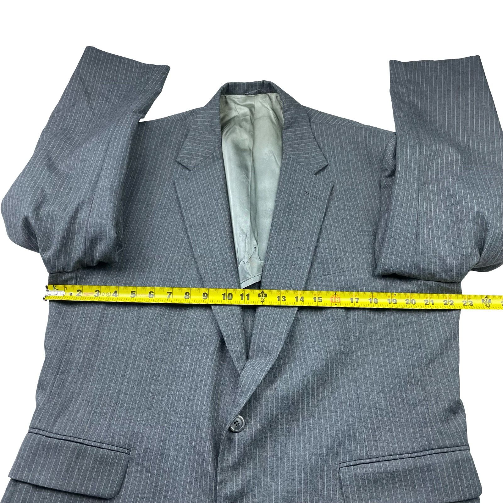 Stafford VTG Stafford Men's 100% Wool 2-Button Suit Gray Stripe • 46R Size 46R - 8 Thumbnail