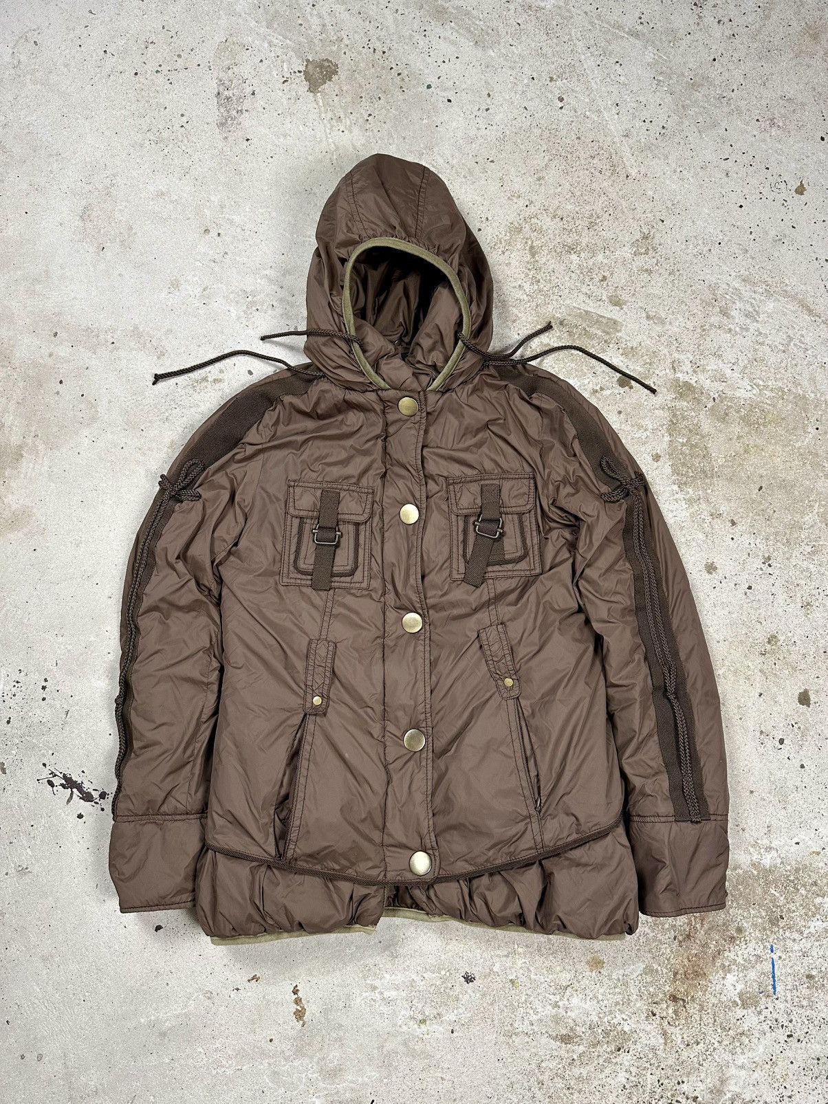 Japanese Brand × Vintage Vintage Y2K Bondage Utility Hooded Brown Jacket Size US S / EU 44-46 / 1 - 1 Thumbnail